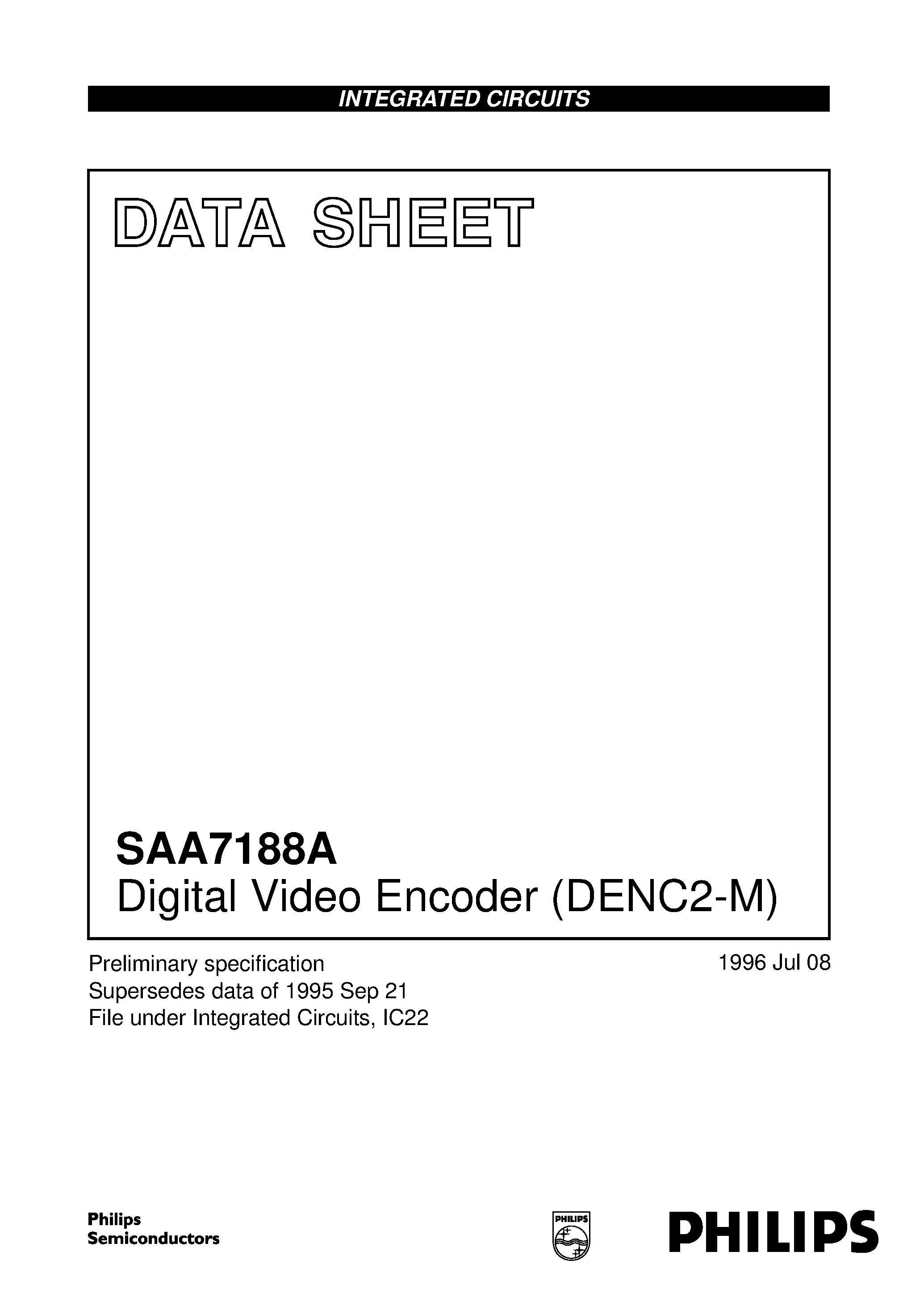 Datasheet SAA7188 - Digital Video Encoder DENC2-M page 1