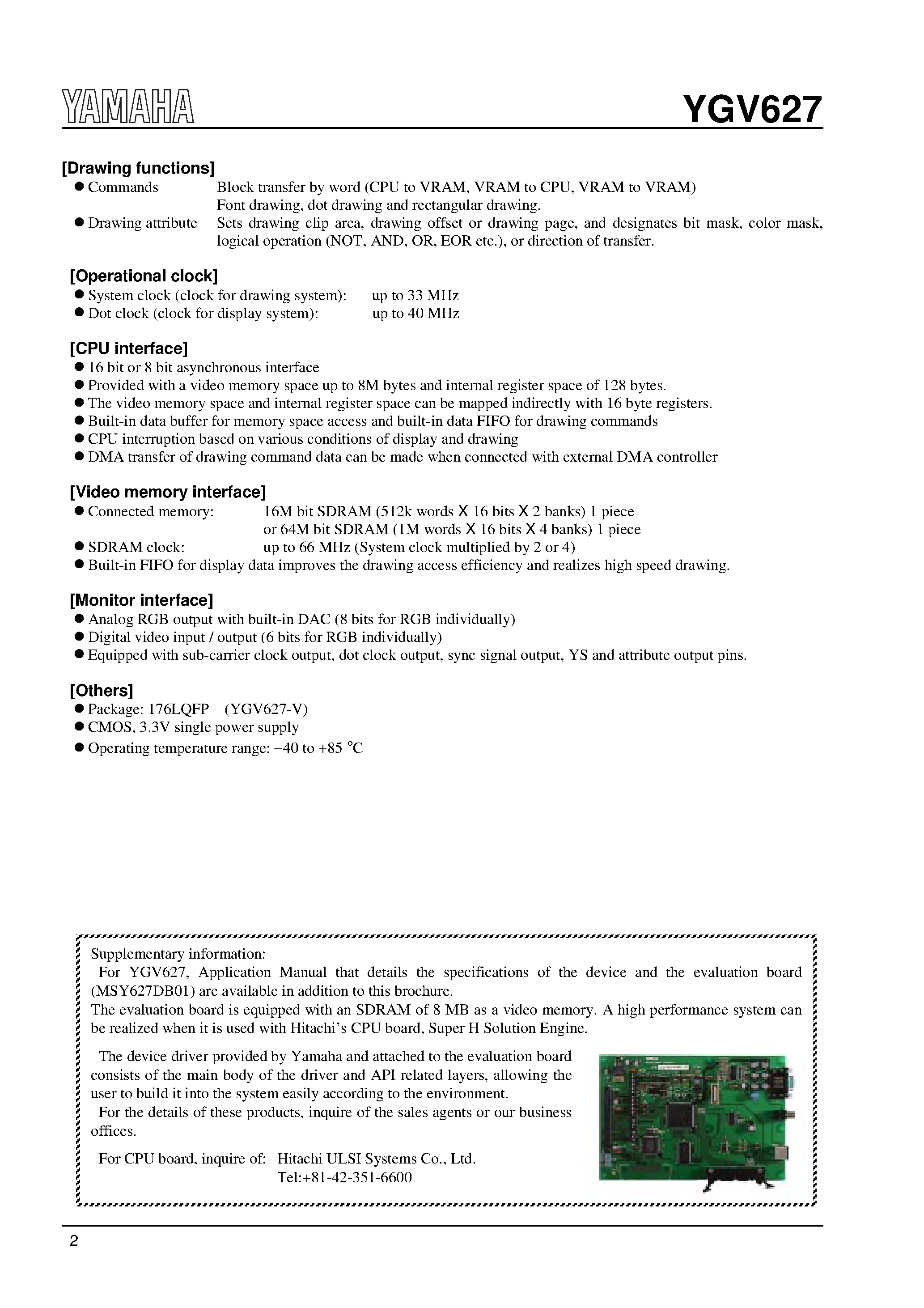 Datasheet YGV627 - AVDP3E - Advanced Video Display processor 3 Enhanced page 2