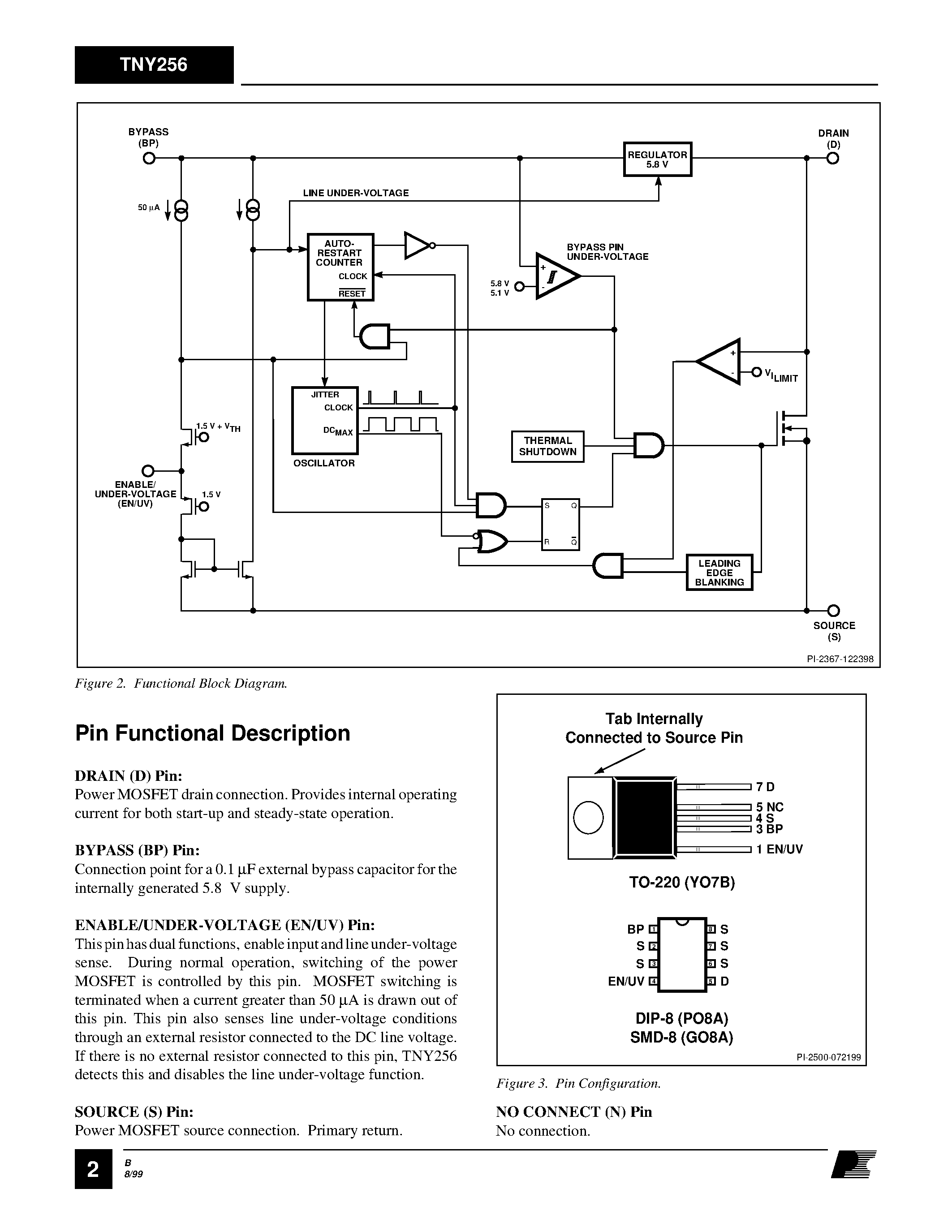 Datasheet TYN256P - Energy Efficient/ Low Power Off-line Switcher page 2