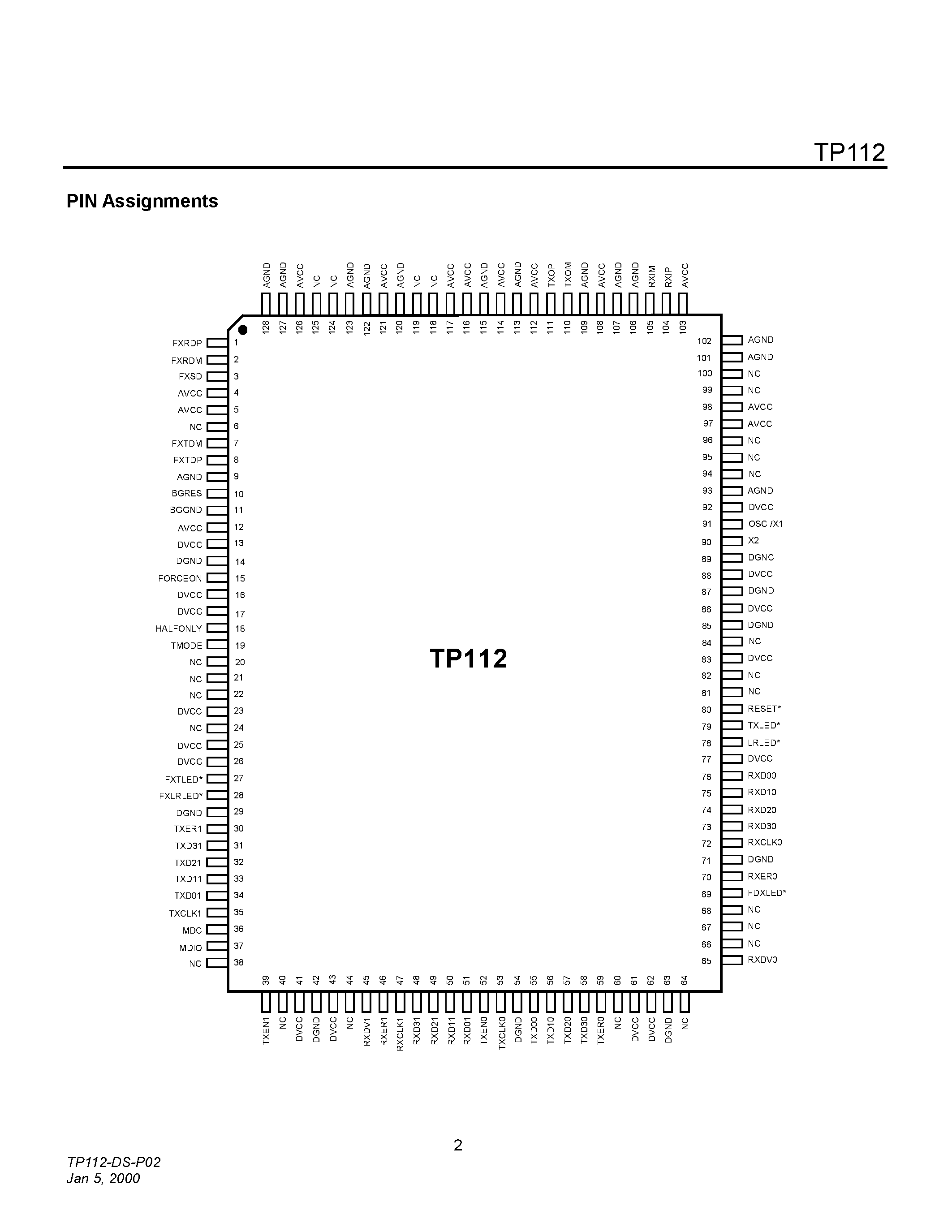 Datasheet TP112 - 100Base-TX/FX Converter page 2