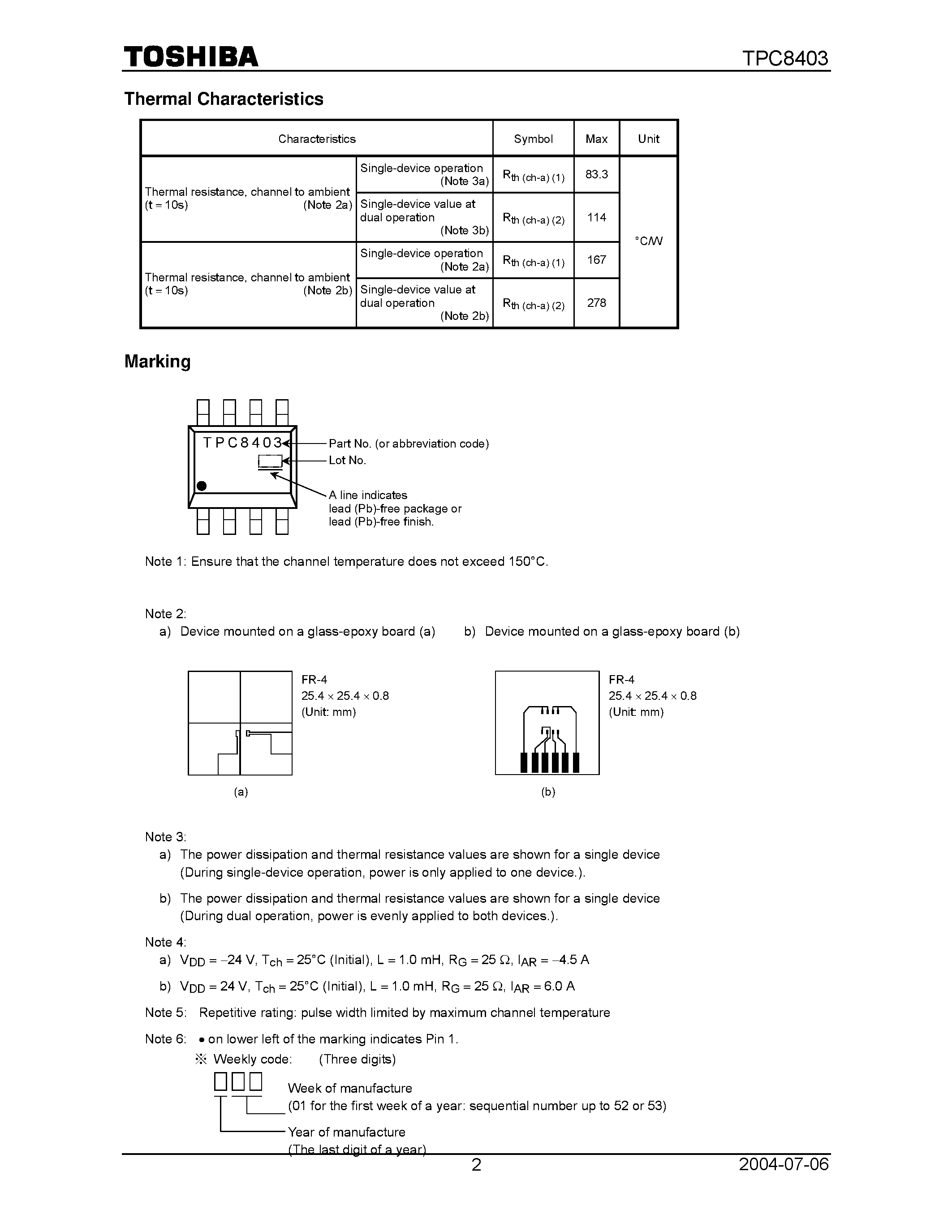 Datasheet TPC8403 - Field Effect Transistor Silicon P/N Channel MOS Type (P Channel U-MOSII/N Channel U-MOSII) page 2