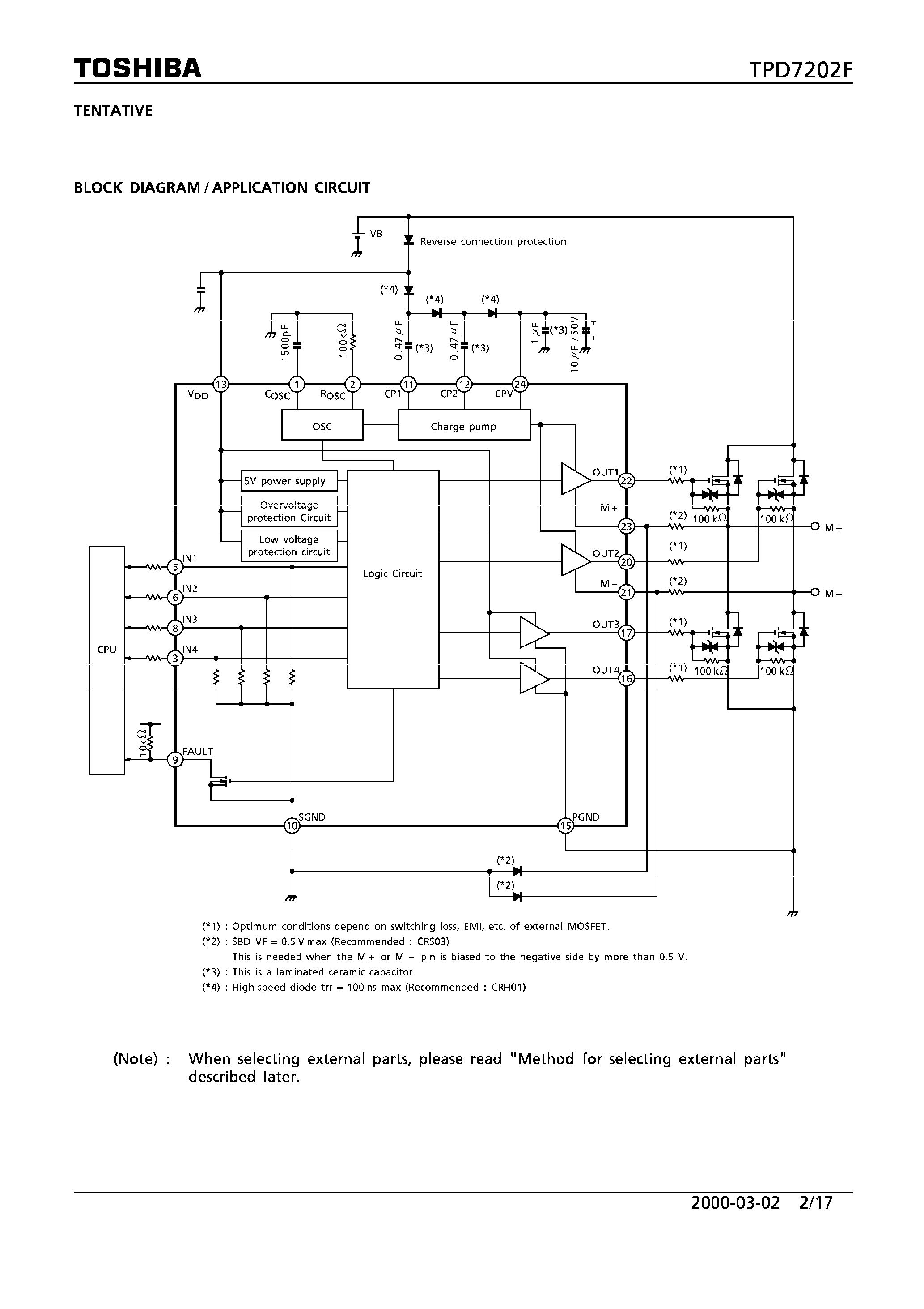 Datasheet TPD7202F - POWER MOSFET GATE DRIVER FOR H BRIDGE page 2