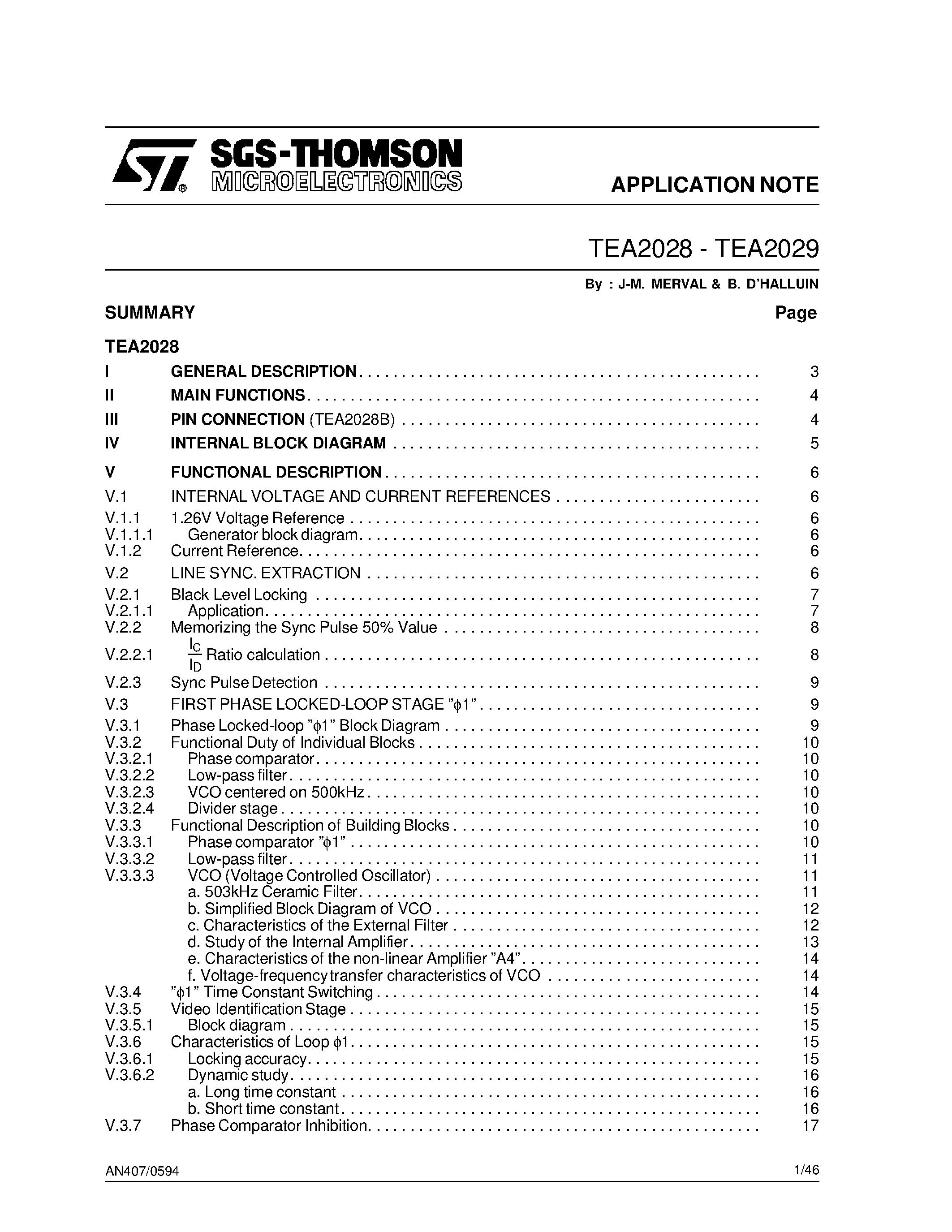 Datasheet TEA2028-TEA2029 - APPLICATION NOTE page 1