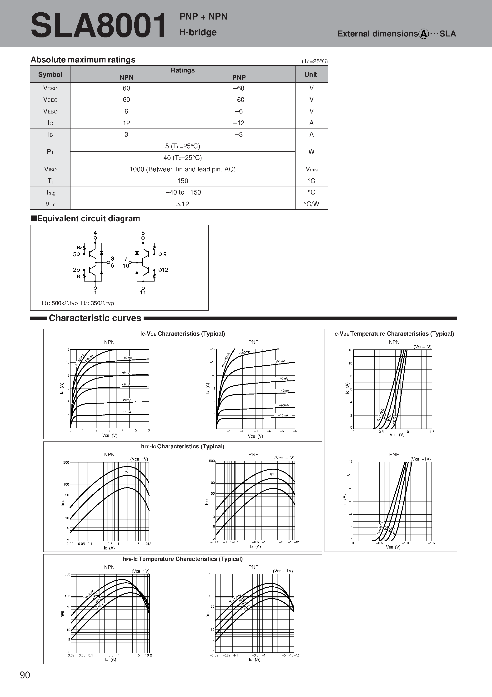 Datasheet SLA8001 - PNP + NPN H-bridge page 1