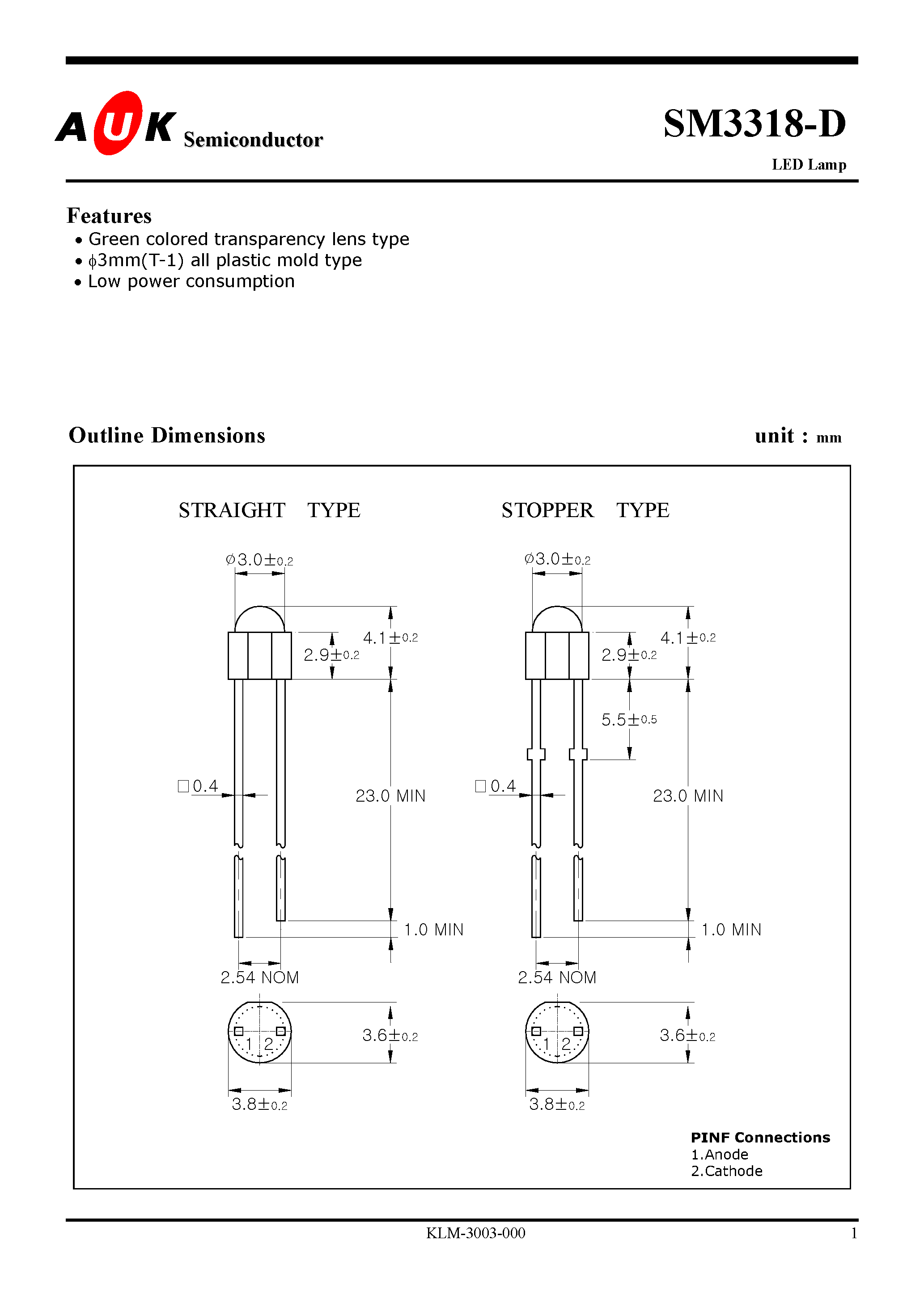 Datasheet SM3318-D - LED Lamp page 1