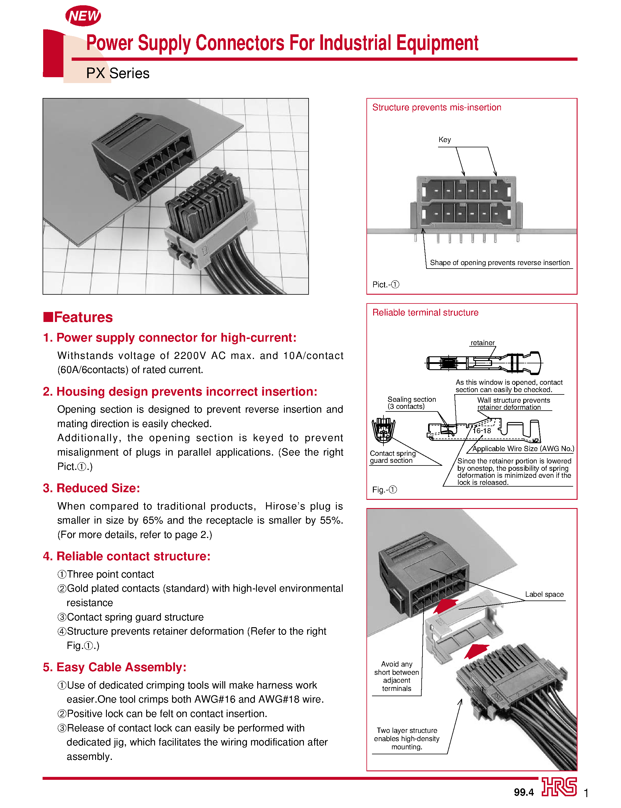 Datasheet PX50-AD4S - Power Supply Connectors For Industrial Equipment page 1