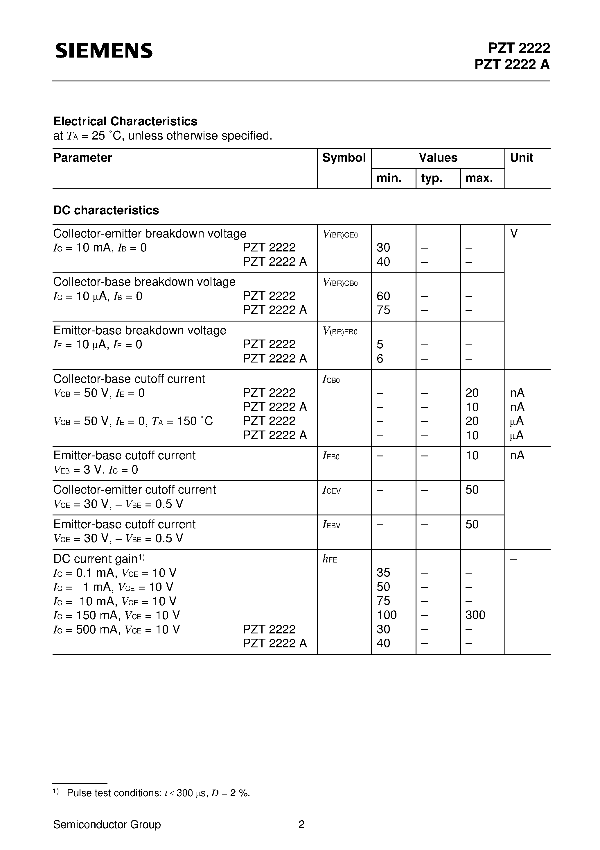 Datasheet PZT2222 - NPN Silicon Switching Transistors page 2
