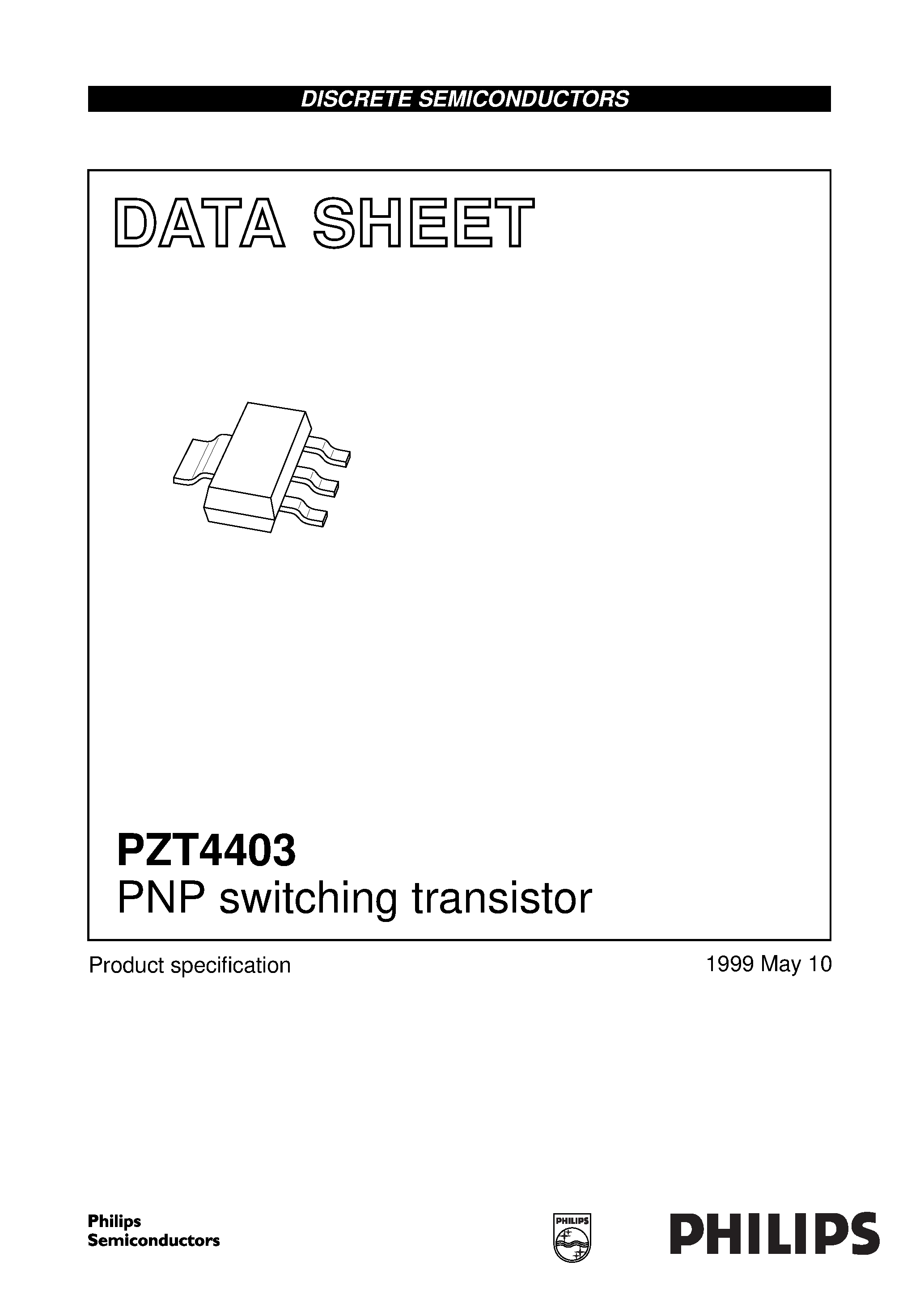 Datasheet PZT4403 - PNP switching transistor page 1
