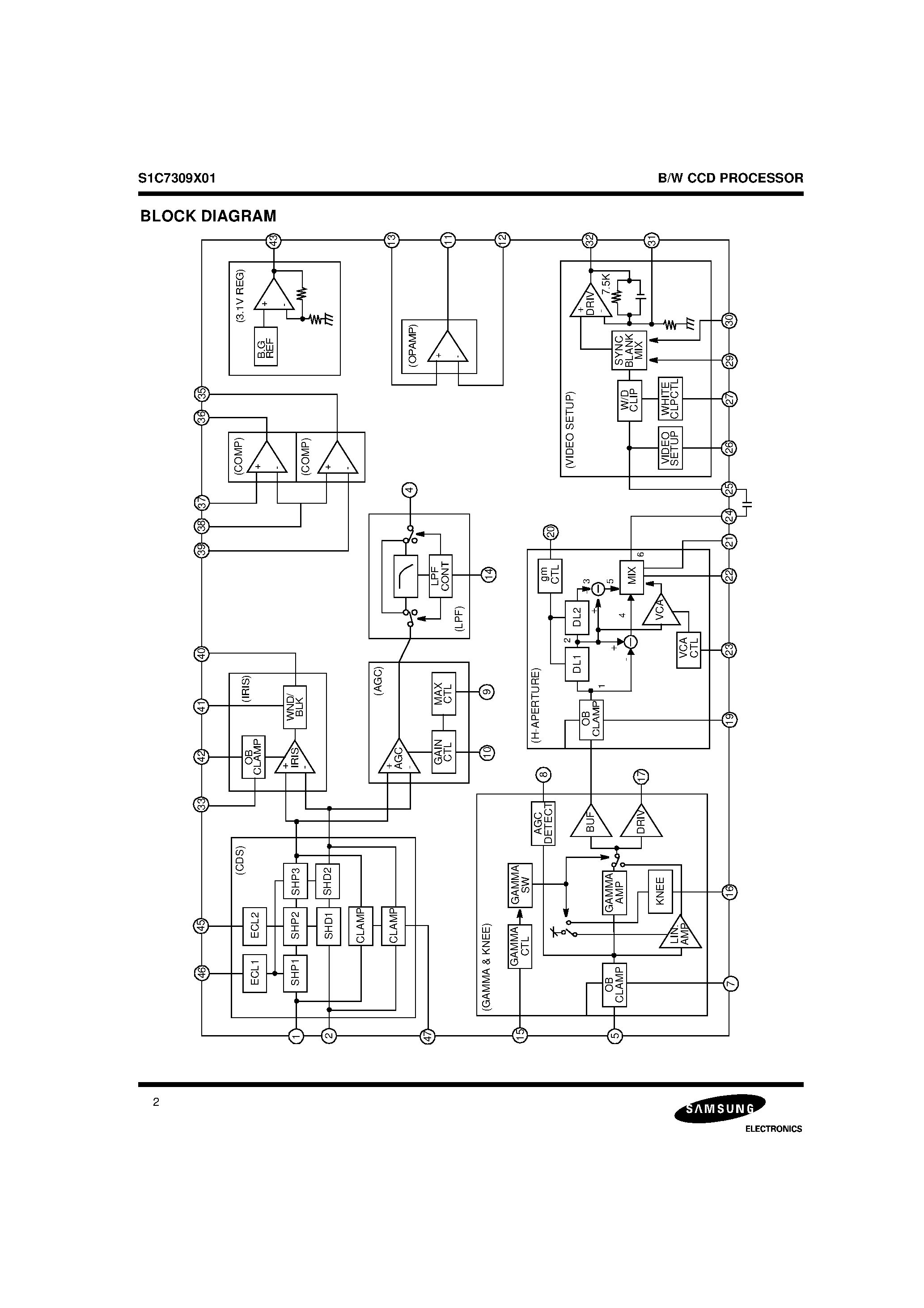 Datasheet S1C7309X - B/W CCD PROCESSOR page 2