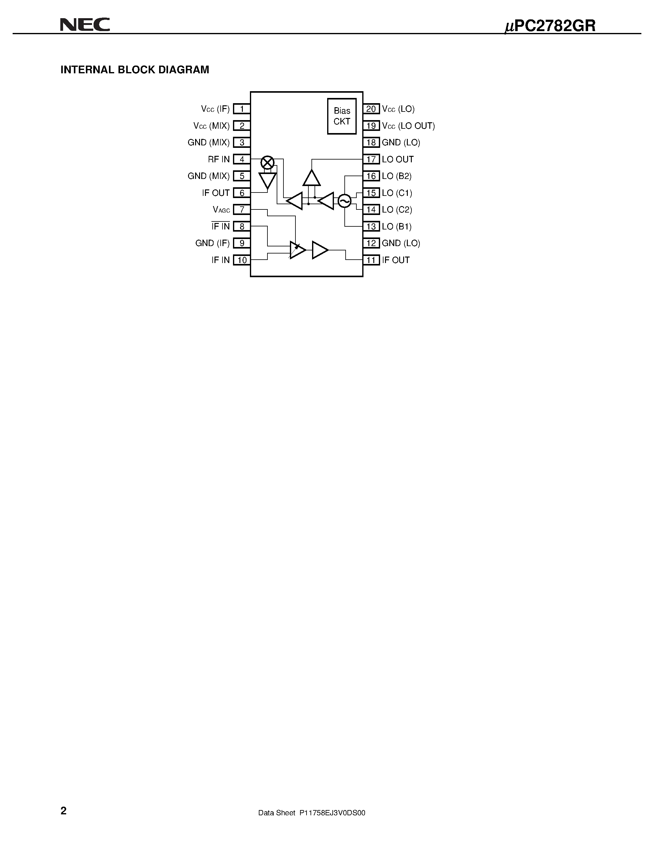 Datasheet UPC2782GR - L BAND DOWN CONVERTER IC page 2