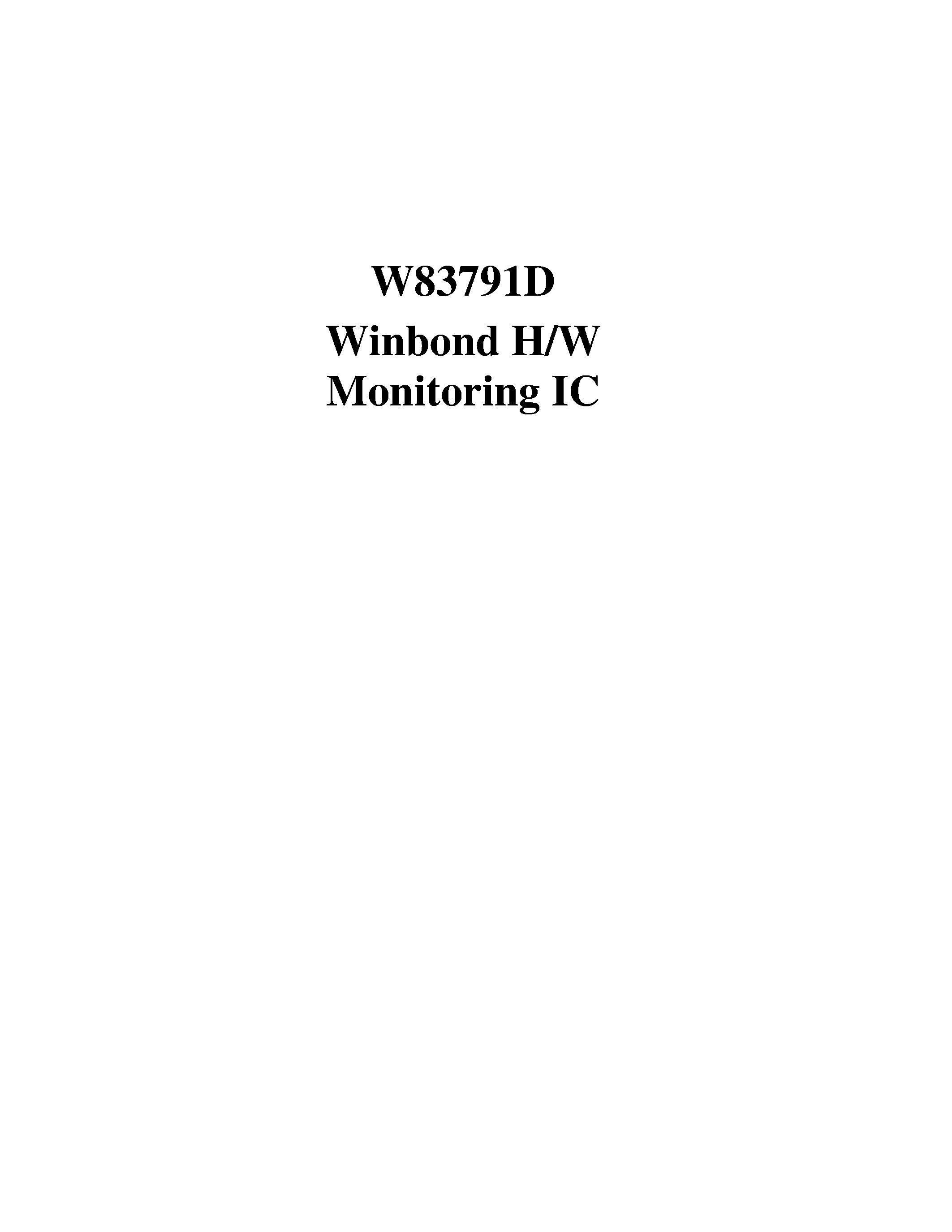 Datasheet W83791D - W83791D Winbond H/W Monitoring IC page 1