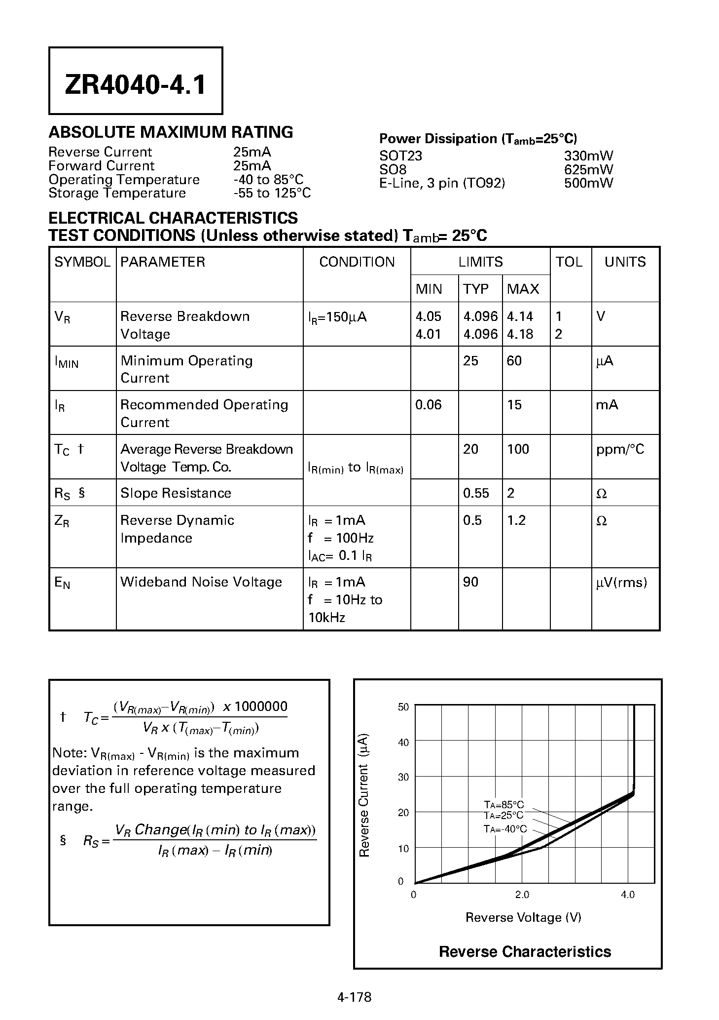 Datasheet ZR4040-4.1 - PRECISION 4.1 VOLT MICROPOWER VOLTAGE REFERENCE page 2