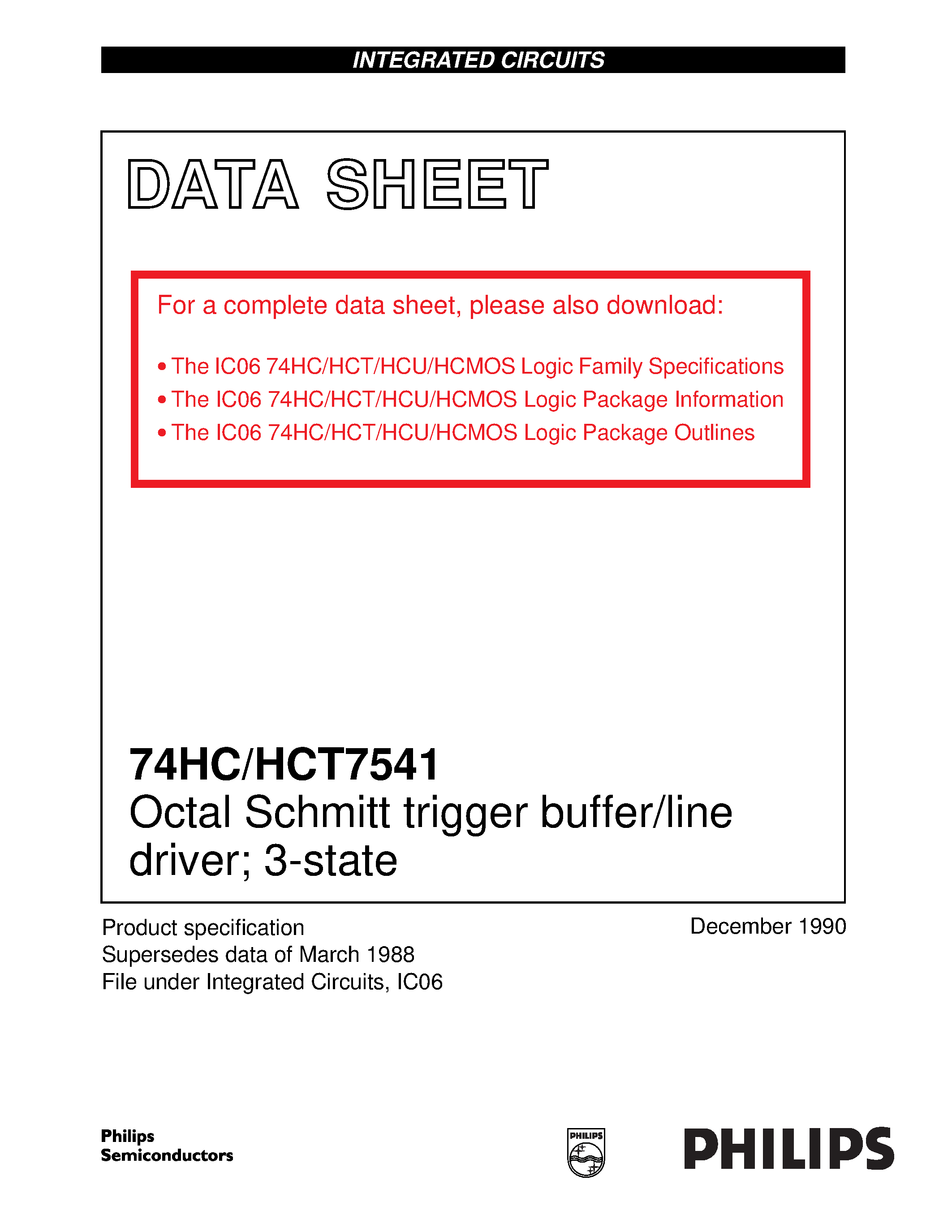 Даташит 74HCT7541 - Octal Schmitt trigger buffer/line driver; 3-state страница 1