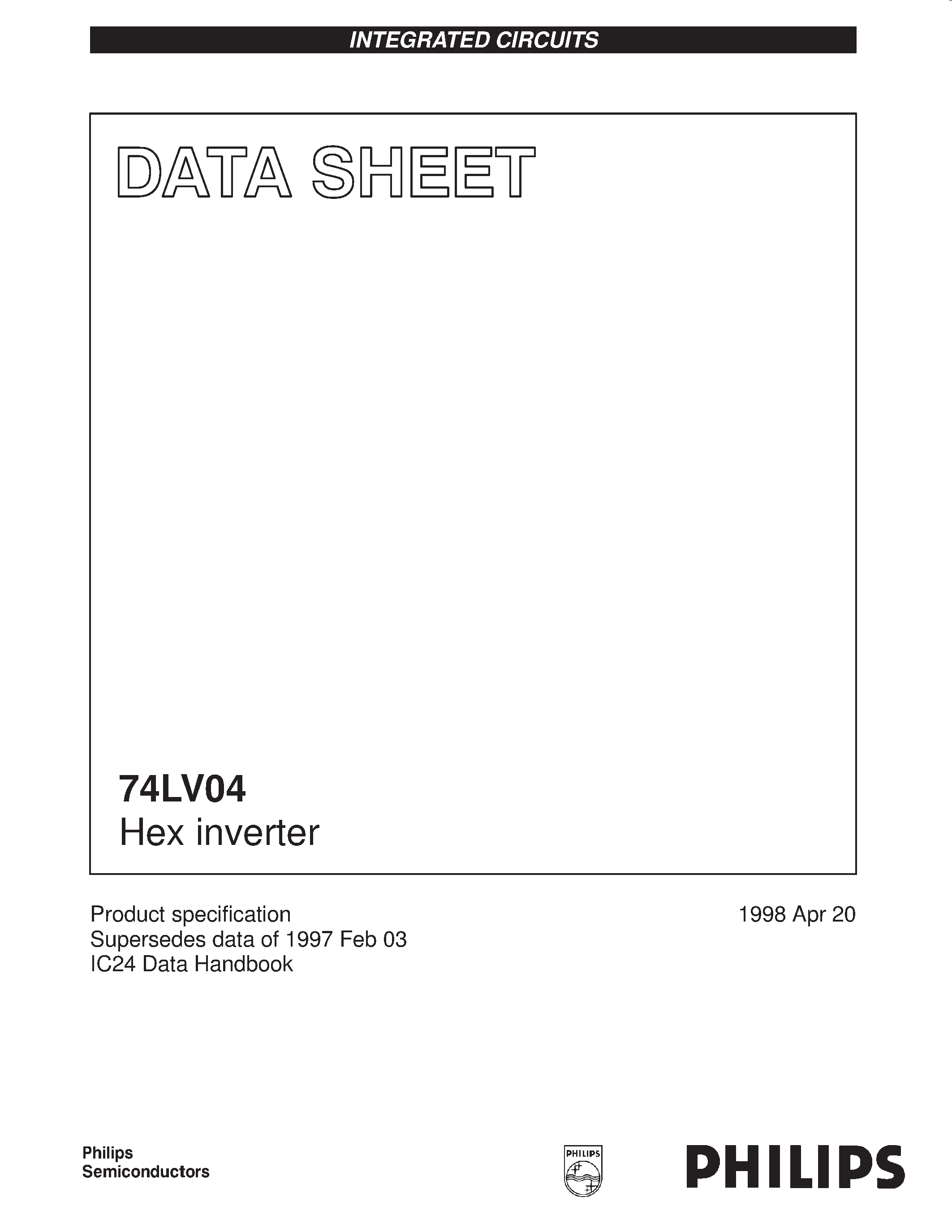 Datasheet 74LV04 - Hex inverter page 1