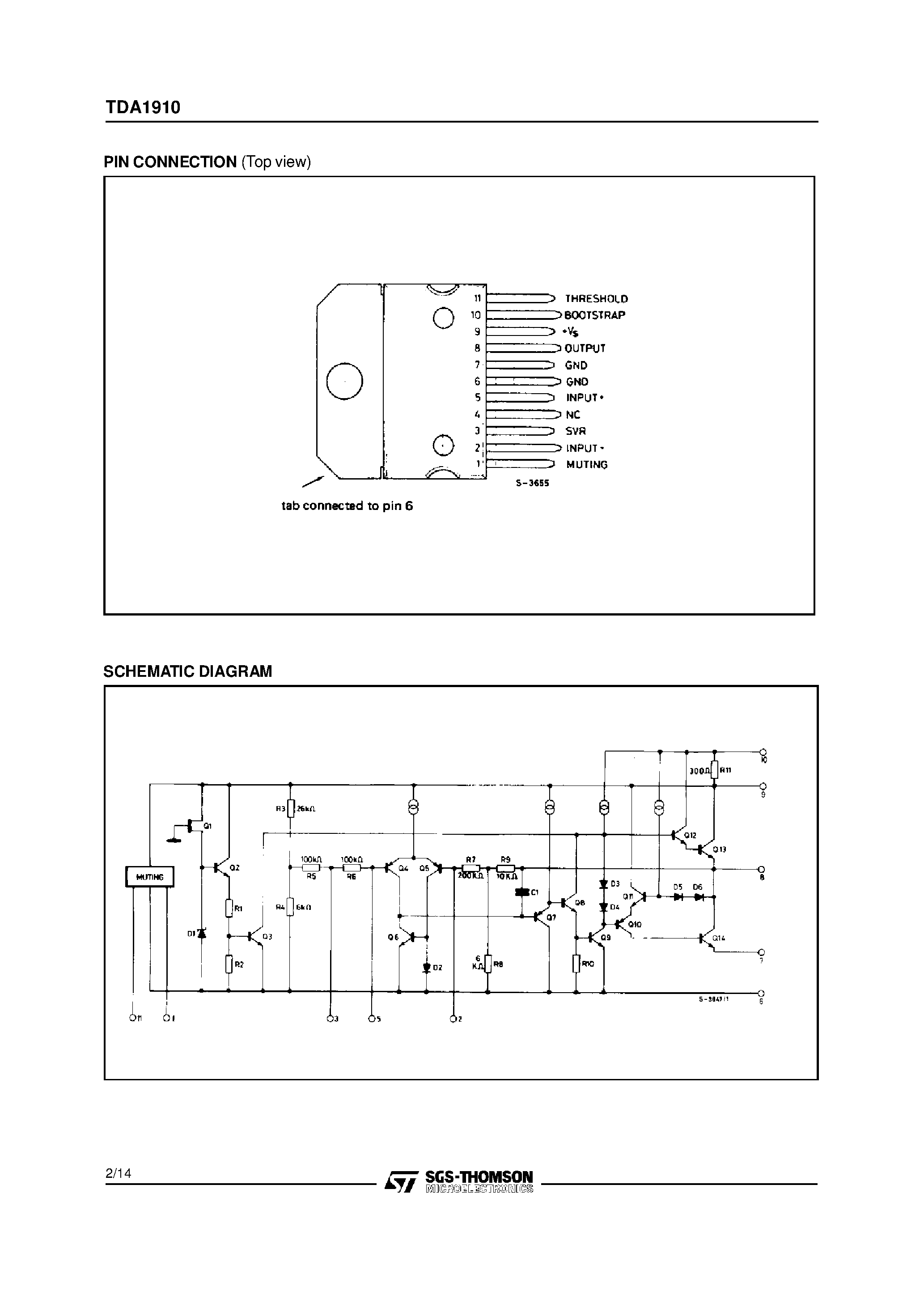 Datasheet TDA1910 - 10W AUDIO AMPLIFIER WITH MUTING page 2