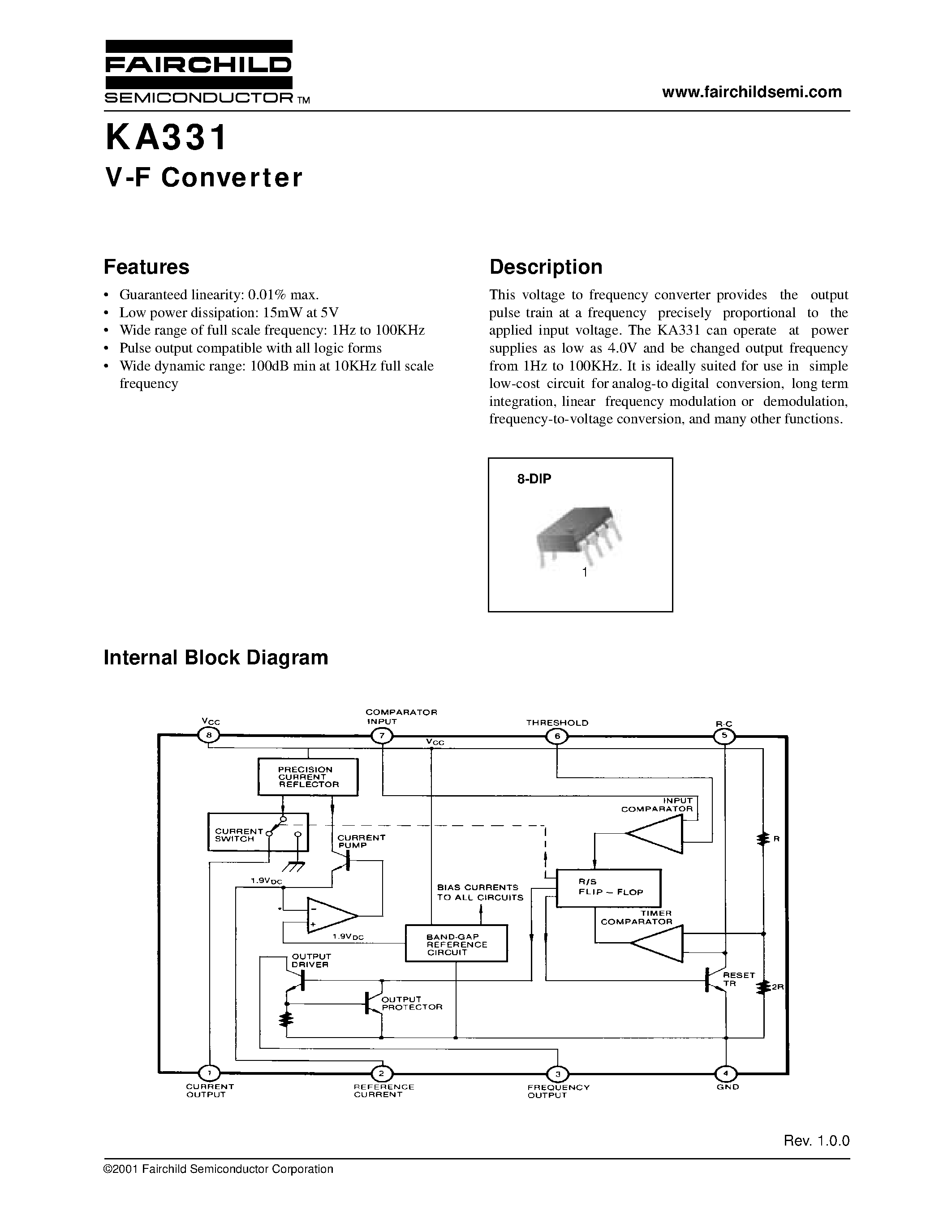 Datasheet KA331 - V-F Converter page 1