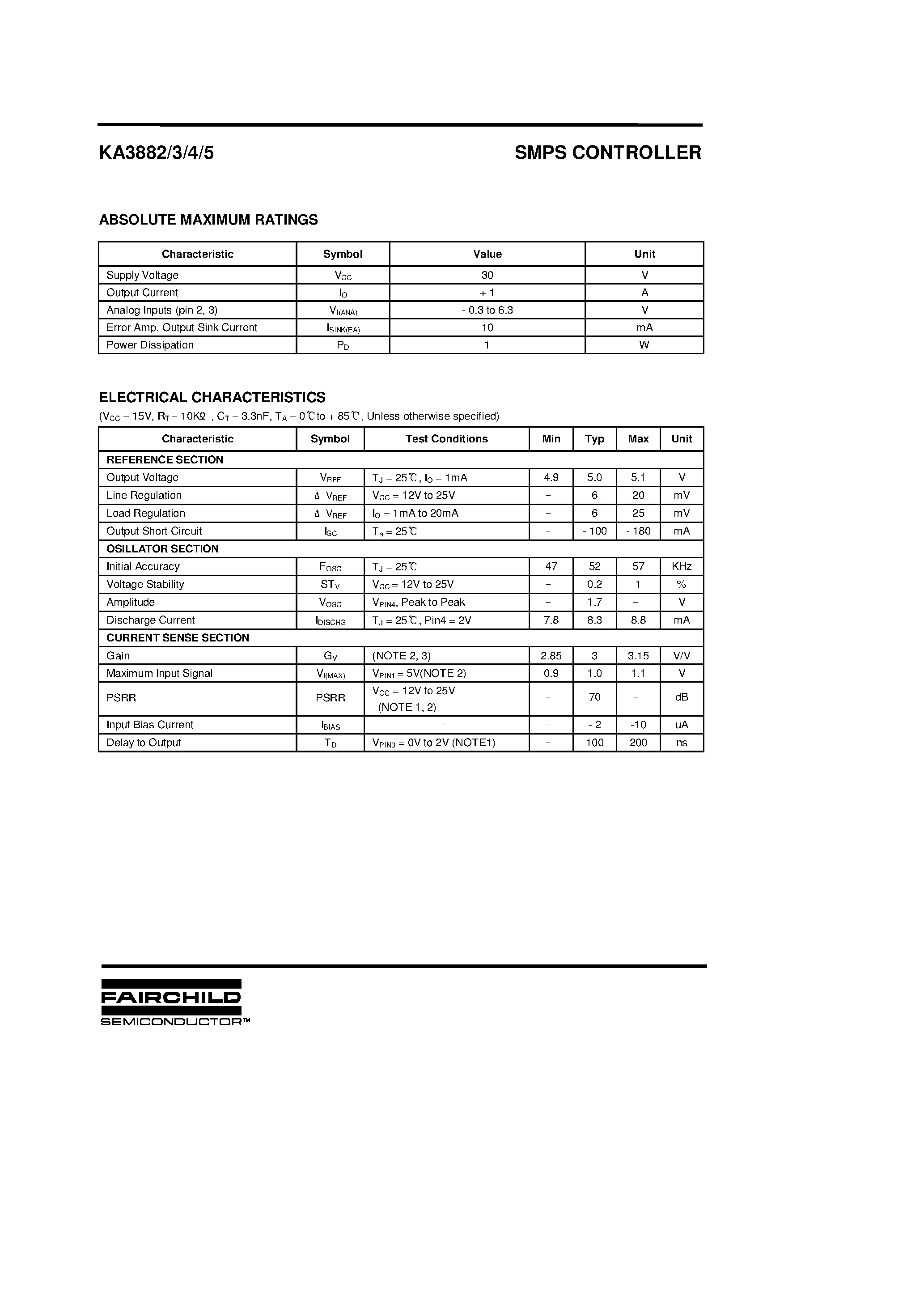 Datasheet KA3883 - SMPS CONTROLLER page 2