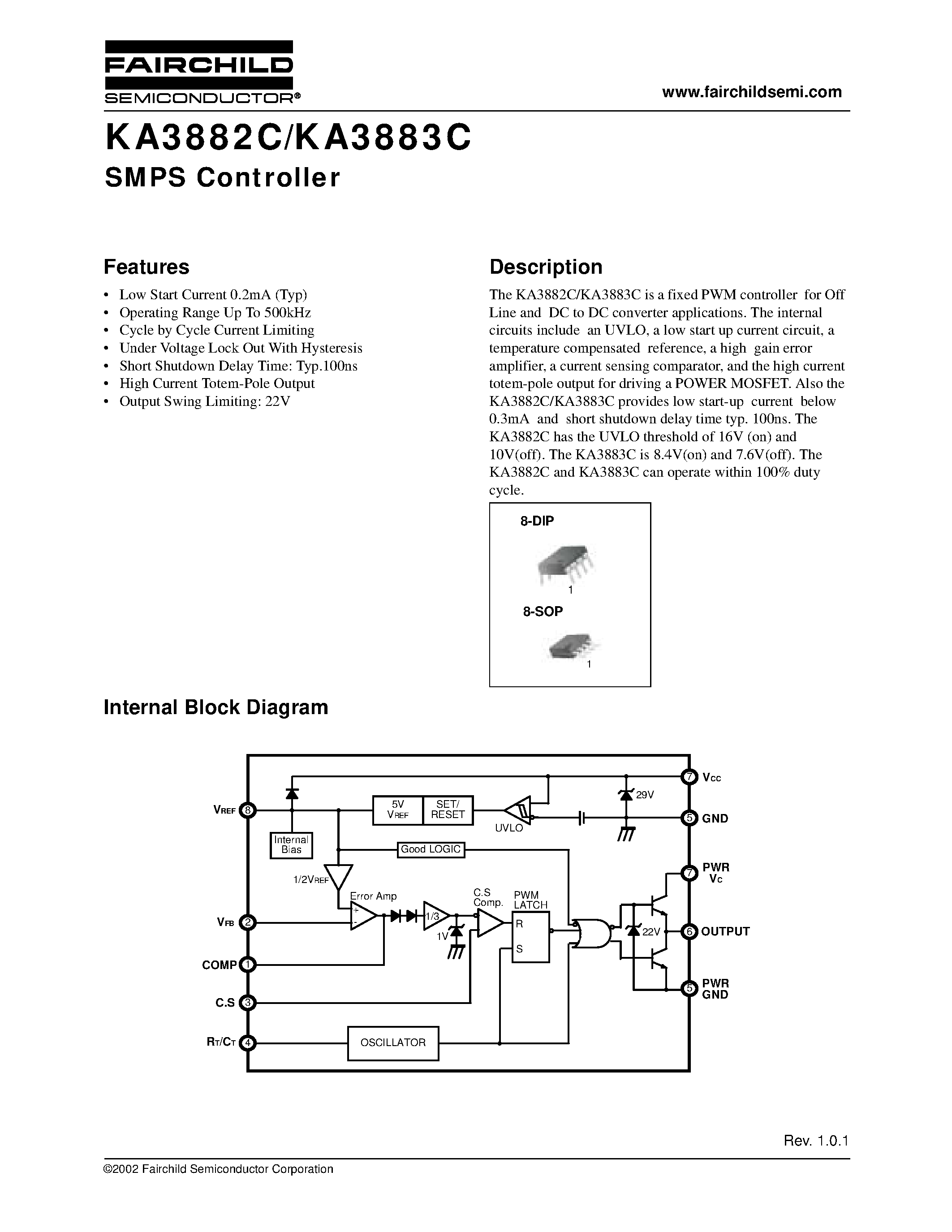 Datasheet KA3883CD - SMPS Controller page 1