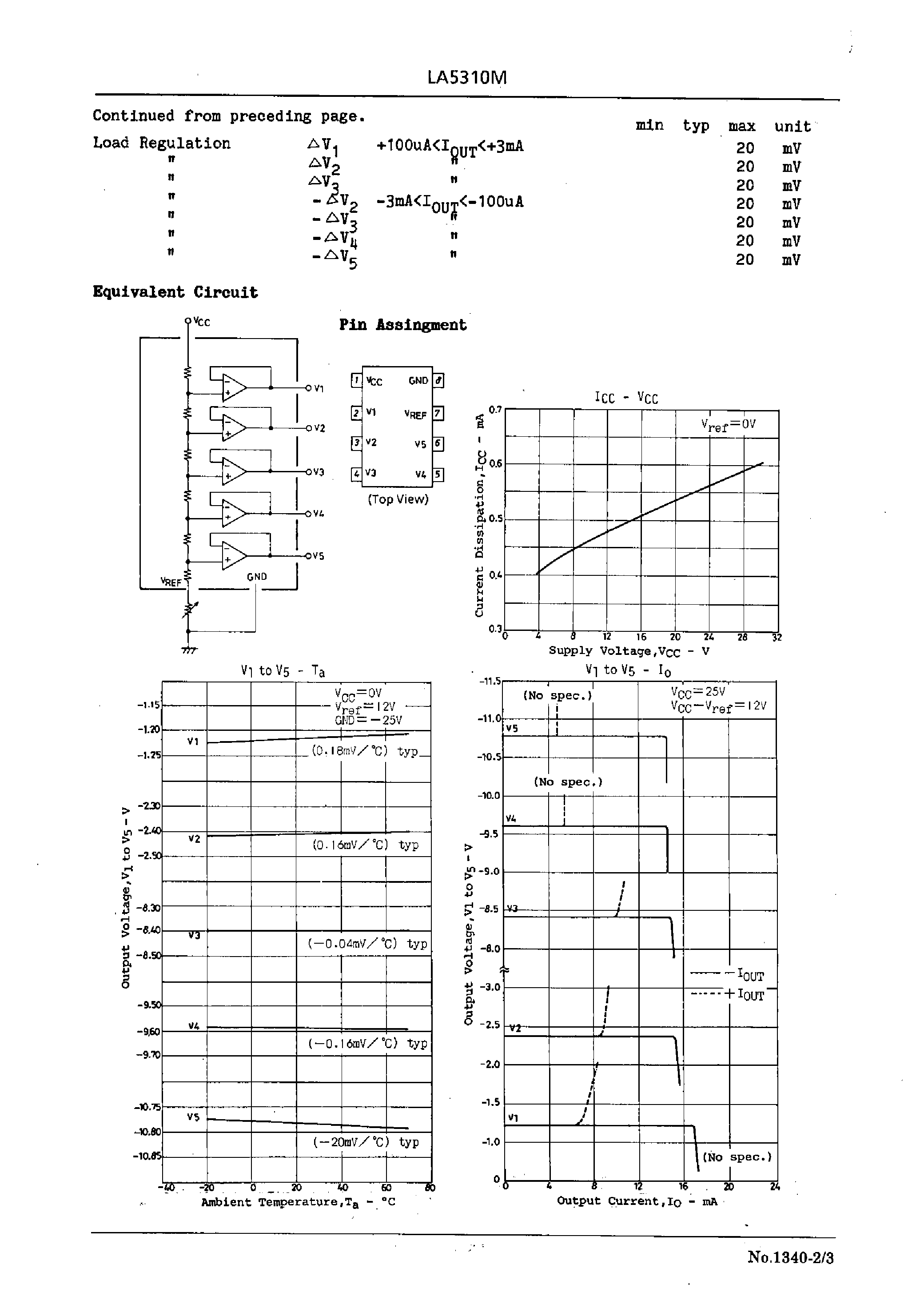 Datasheet LA5310M - Voltage Drivider for LCD Applications page 2