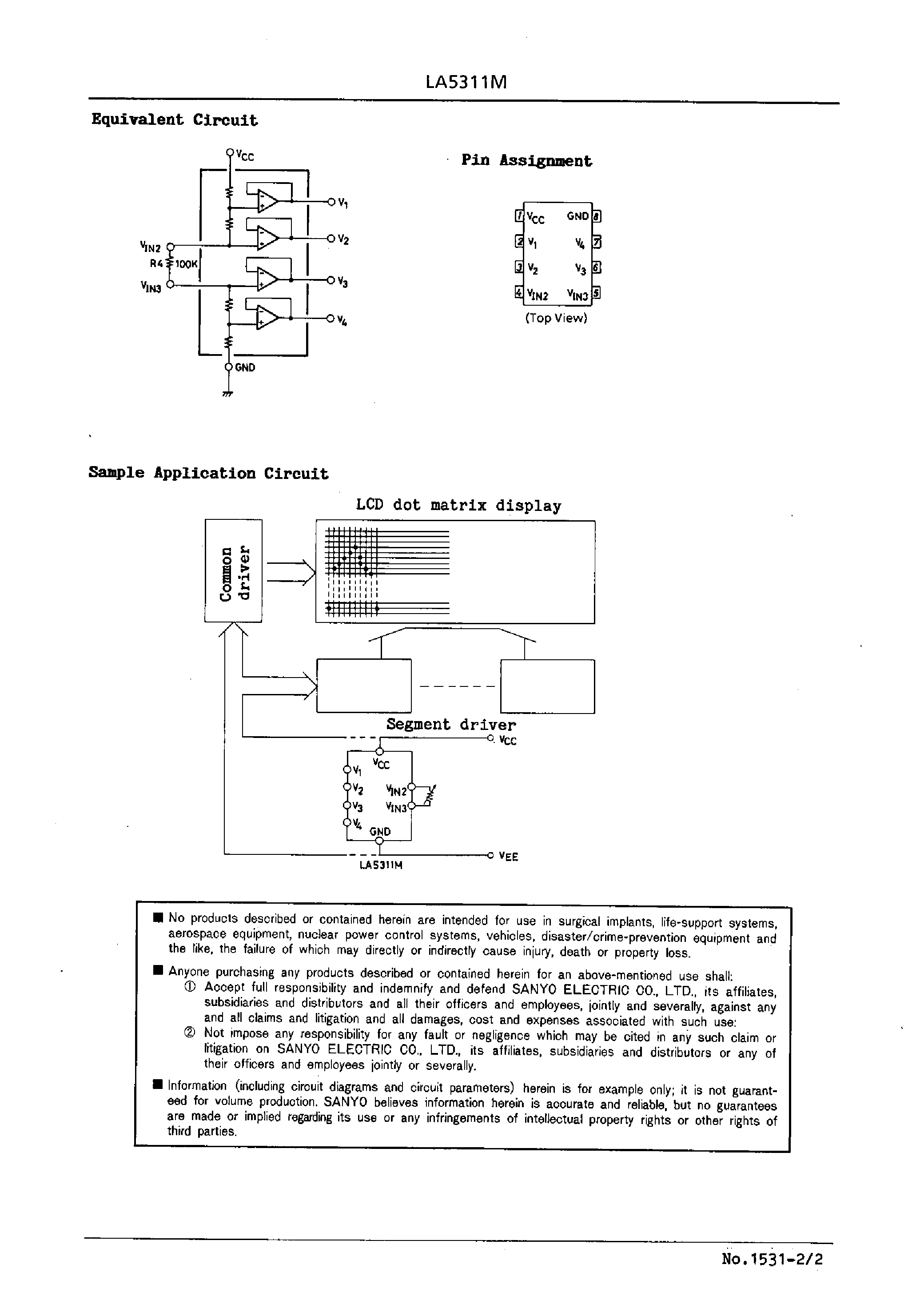 Datasheet LA5311 - Variable Drivided Voltage Generator for LCD page 2