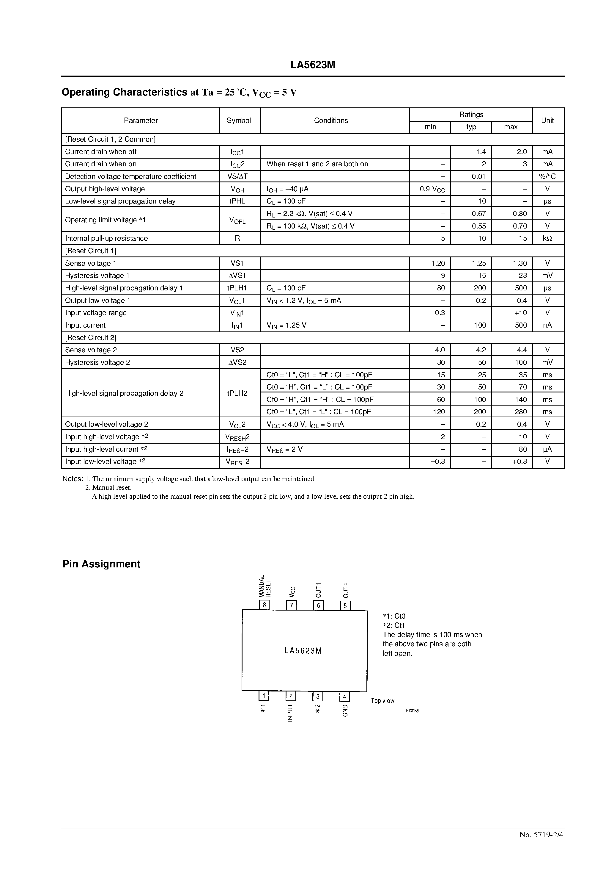 Даташит LA5623M - Combination System Reset IC страница 2
