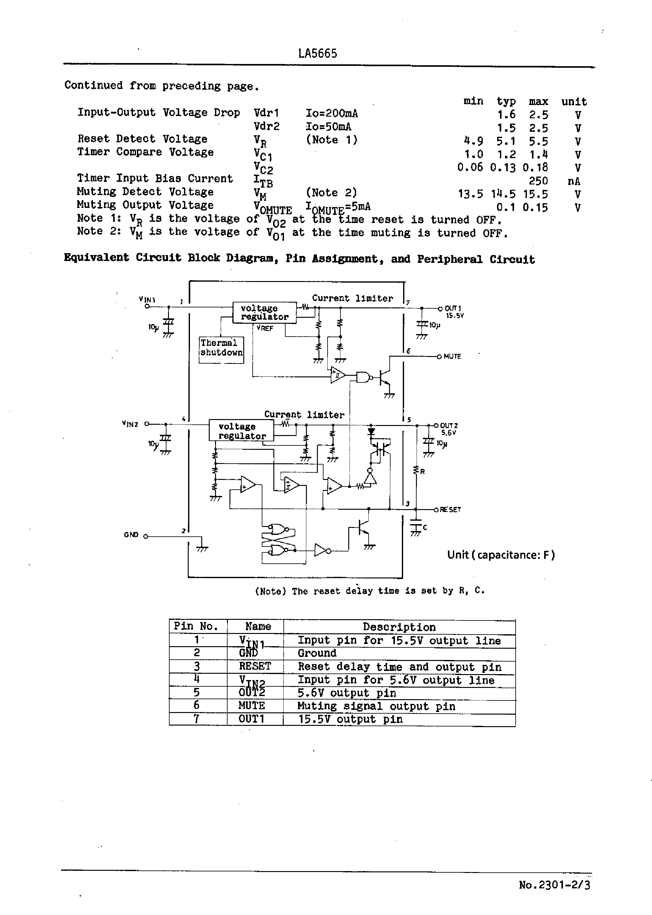 Datasheet LA5665 - Multifunction Multiple Voltage Regulator page 2