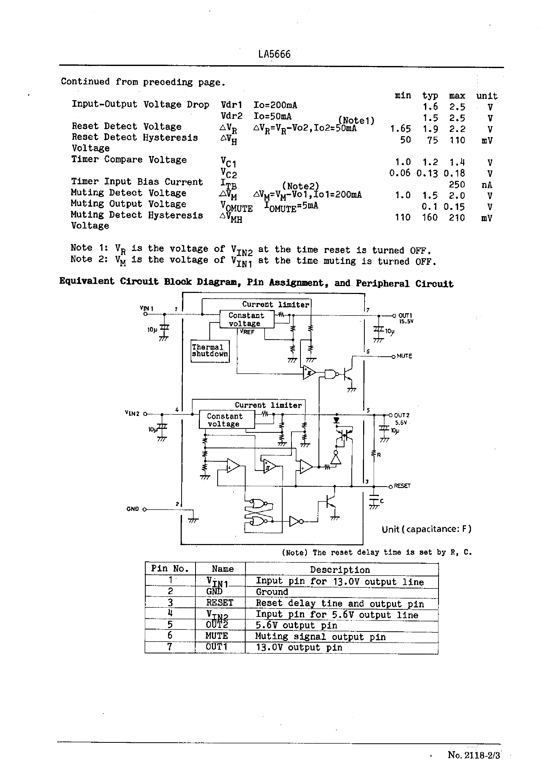 Datasheet LA5666 - Multifunction Multiple Voltage Regulator page 2