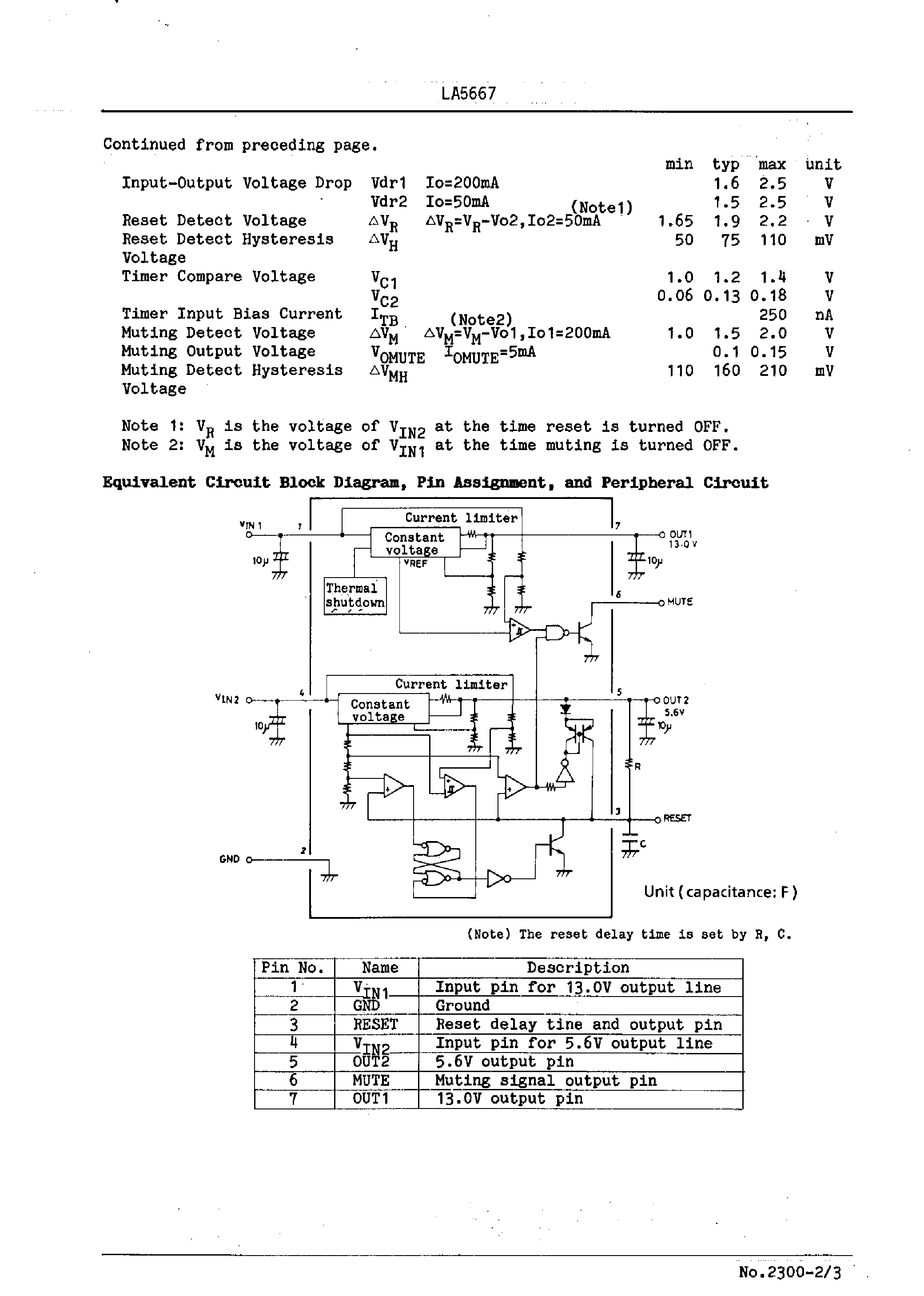 Datasheet LA5667 - Multifunction Multiple Voltage Regulator page 2