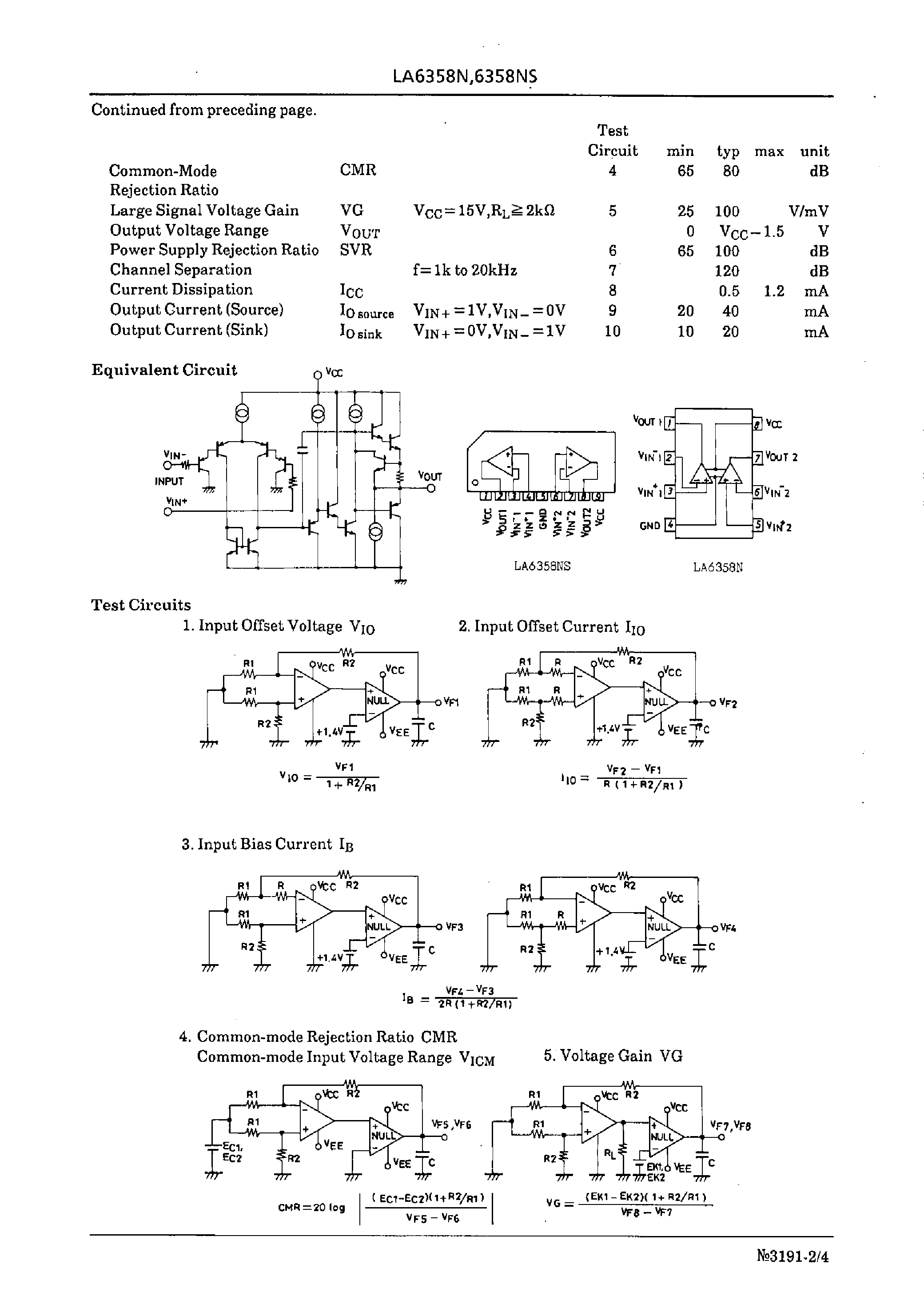 Datasheet LA6358N - High-Performance Dual Operational Amplifiers page 2