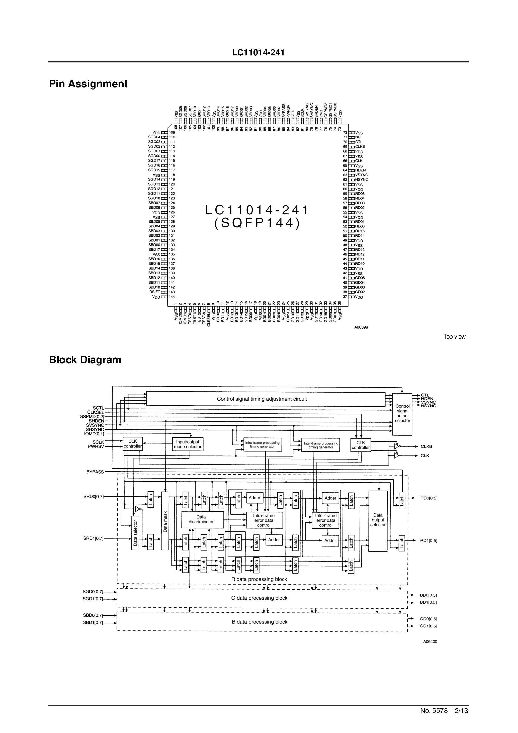 Даташит LC11014-241 - Computer Image Signal Processing Full-Color Gray-Scale Processor страница 2