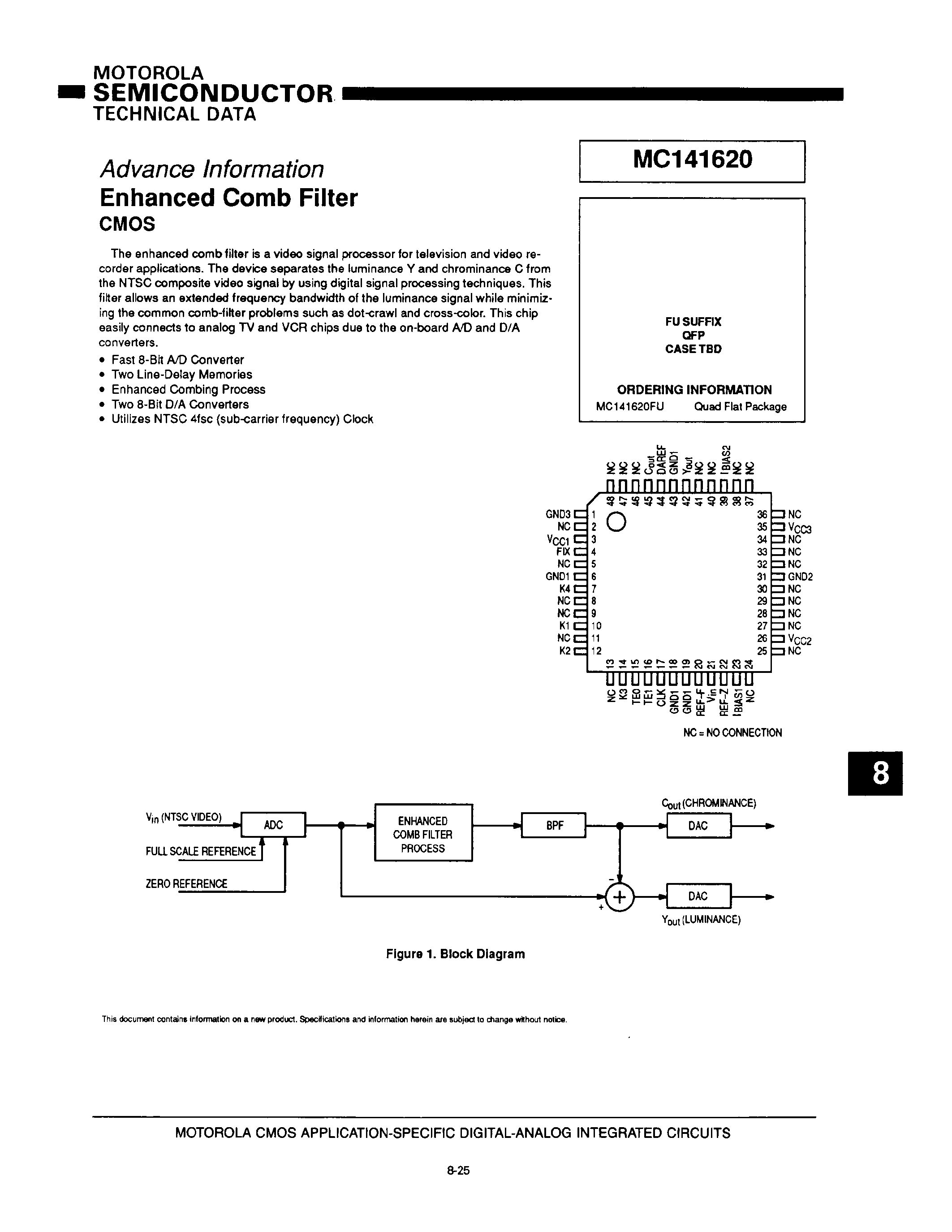 Datasheet MC141620 - Enhanced Comb Filter page 1
