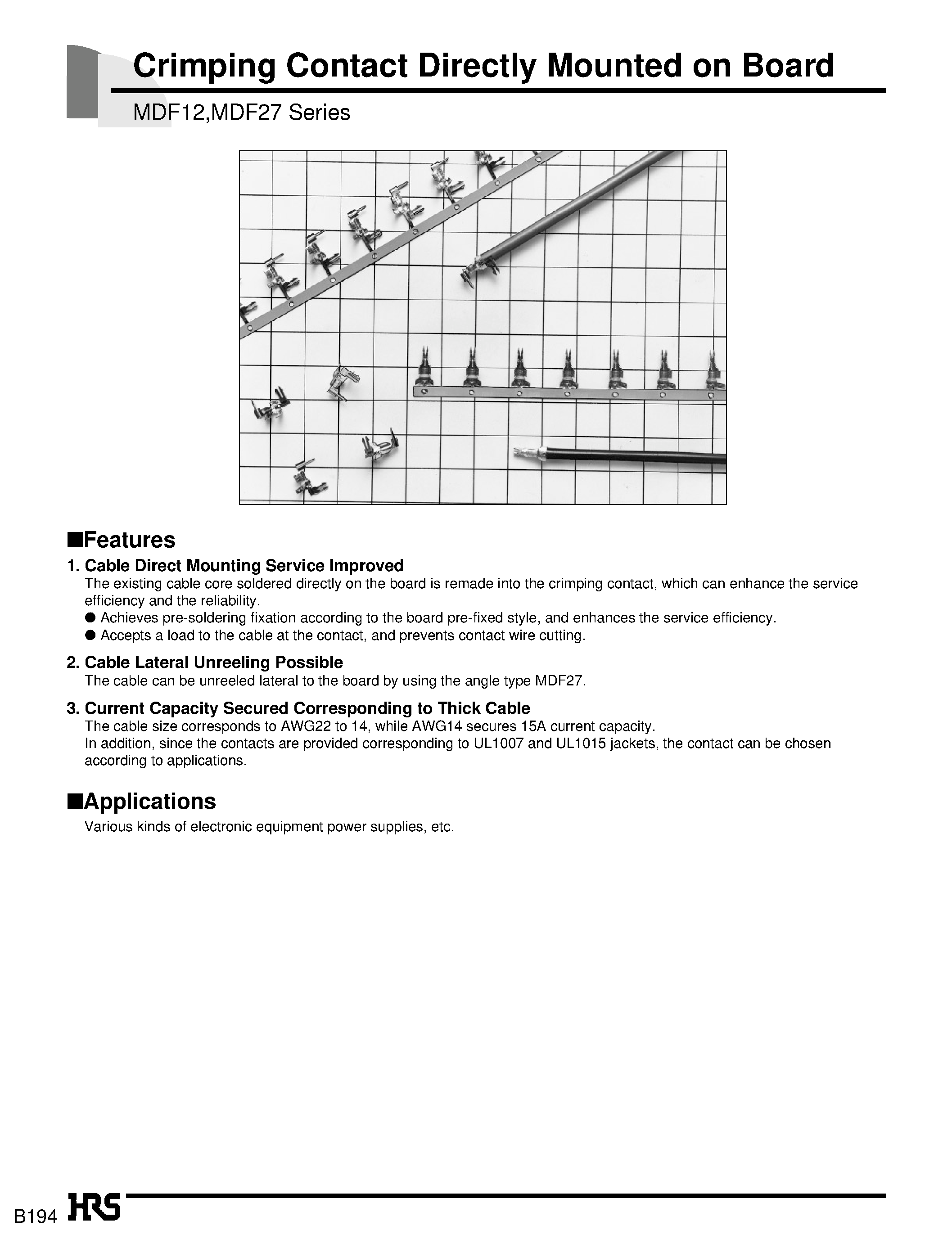 Datasheet MDF12-TA1416HC - Crimping Contact Directly Mounted on Board page 1