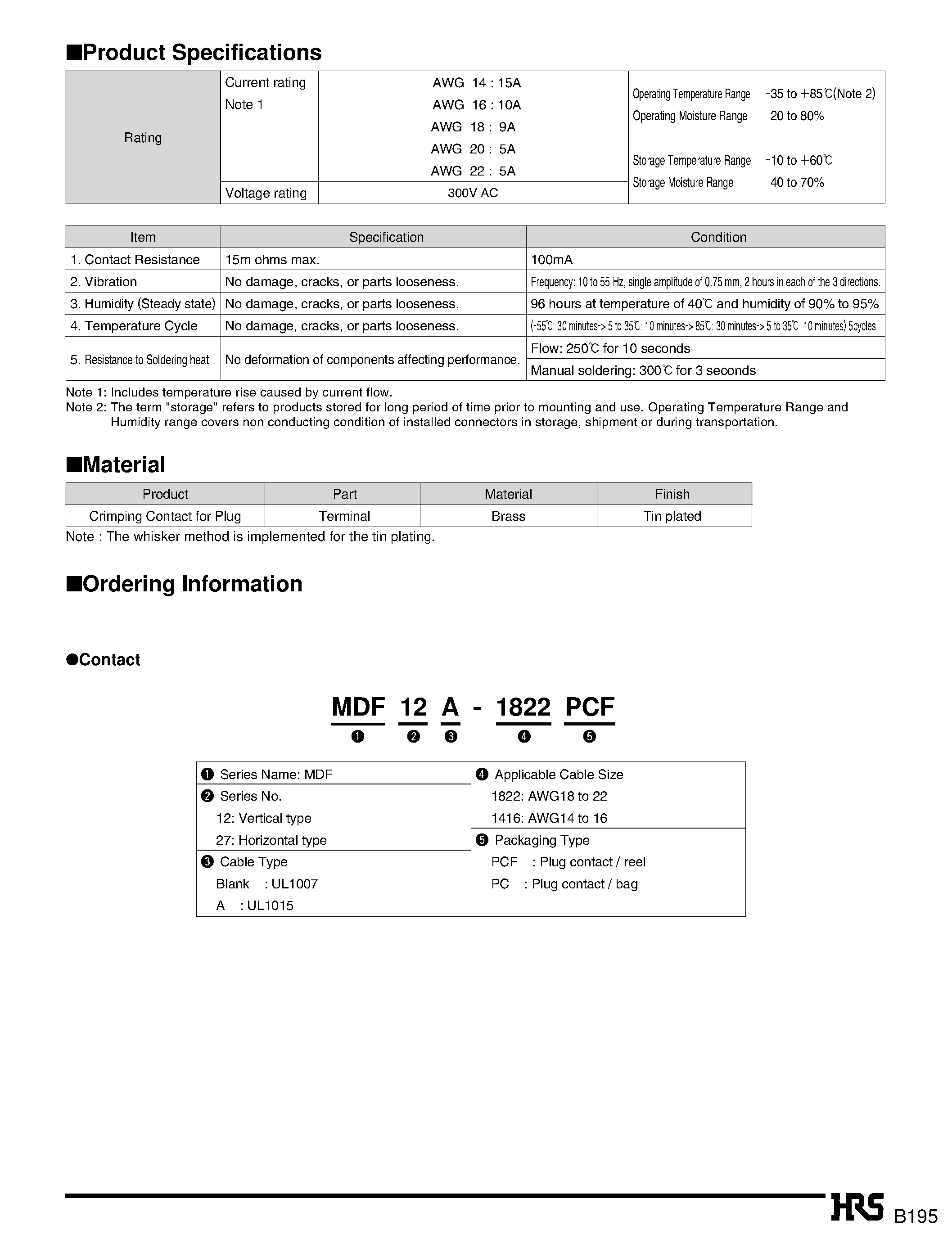 Datasheet MDF12-TA1416HC - Crimping Contact Directly Mounted on Board page 2