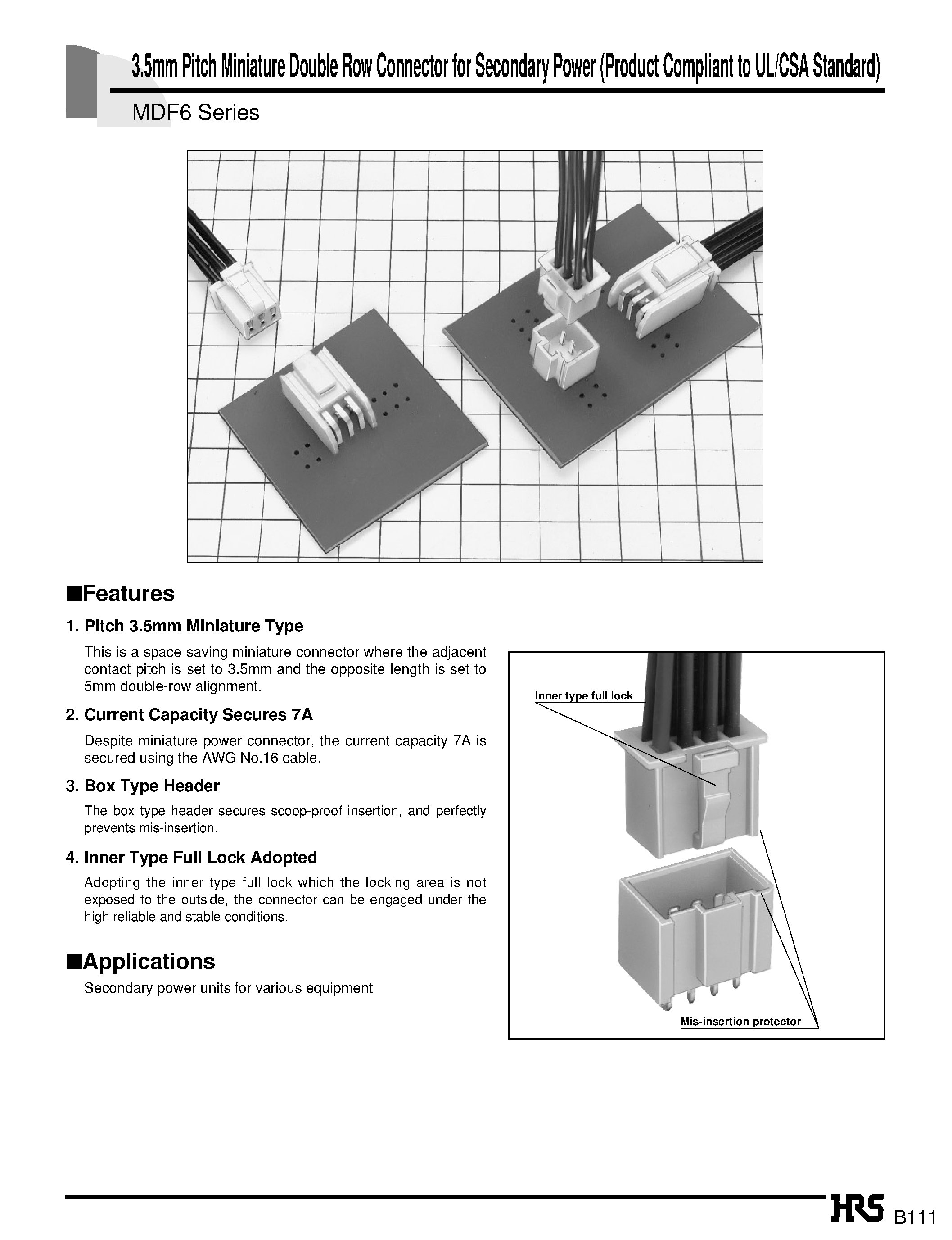 Datasheet MDF6-TA1618HC - 3.5mm Pitch Miniature Double Row Connector for Secondary Power (Product Compliant to UL/CSA Standard) page 1