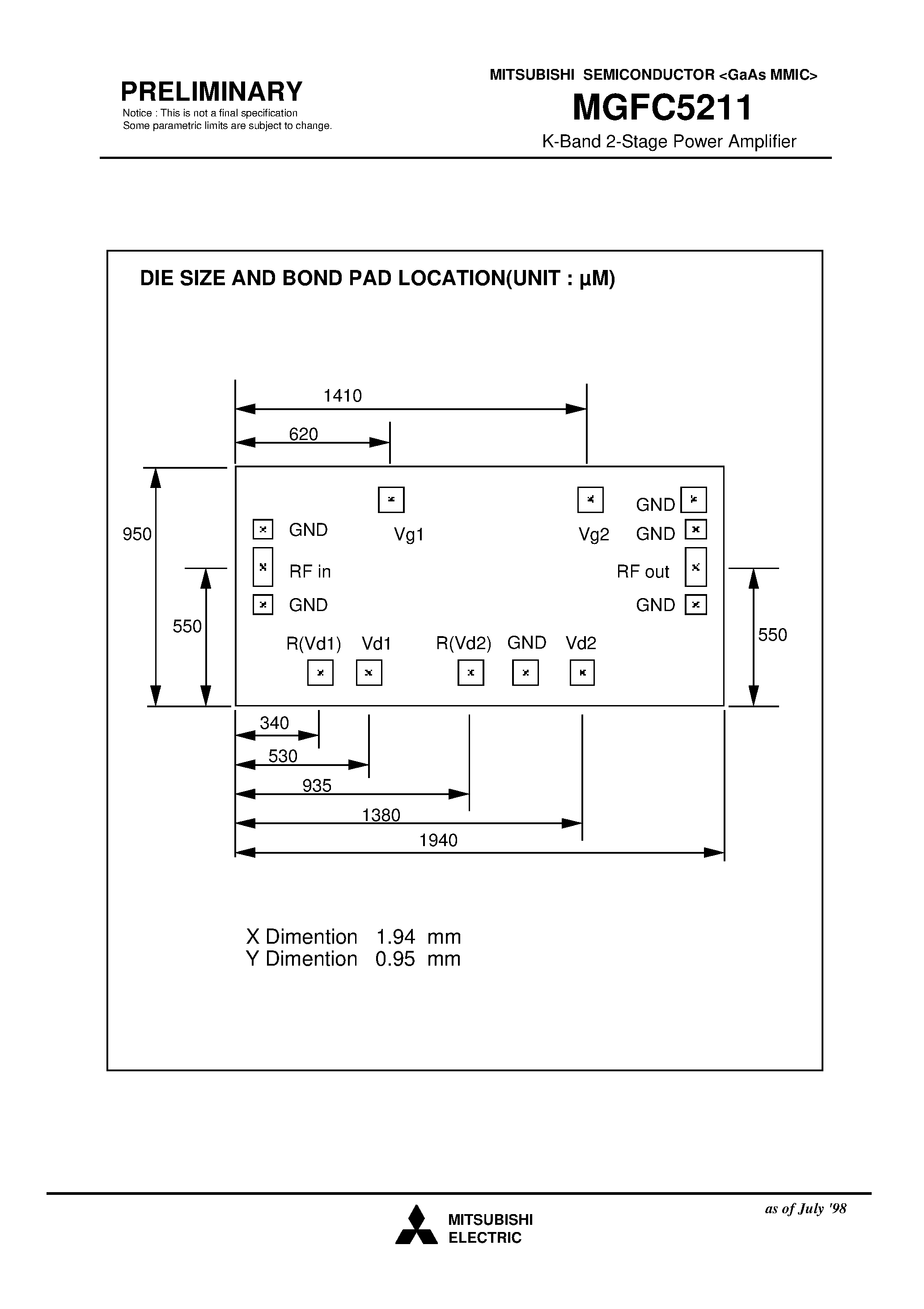 Datasheet MGFC5211 - K-Band 2-Stage Power Amplifier page 2