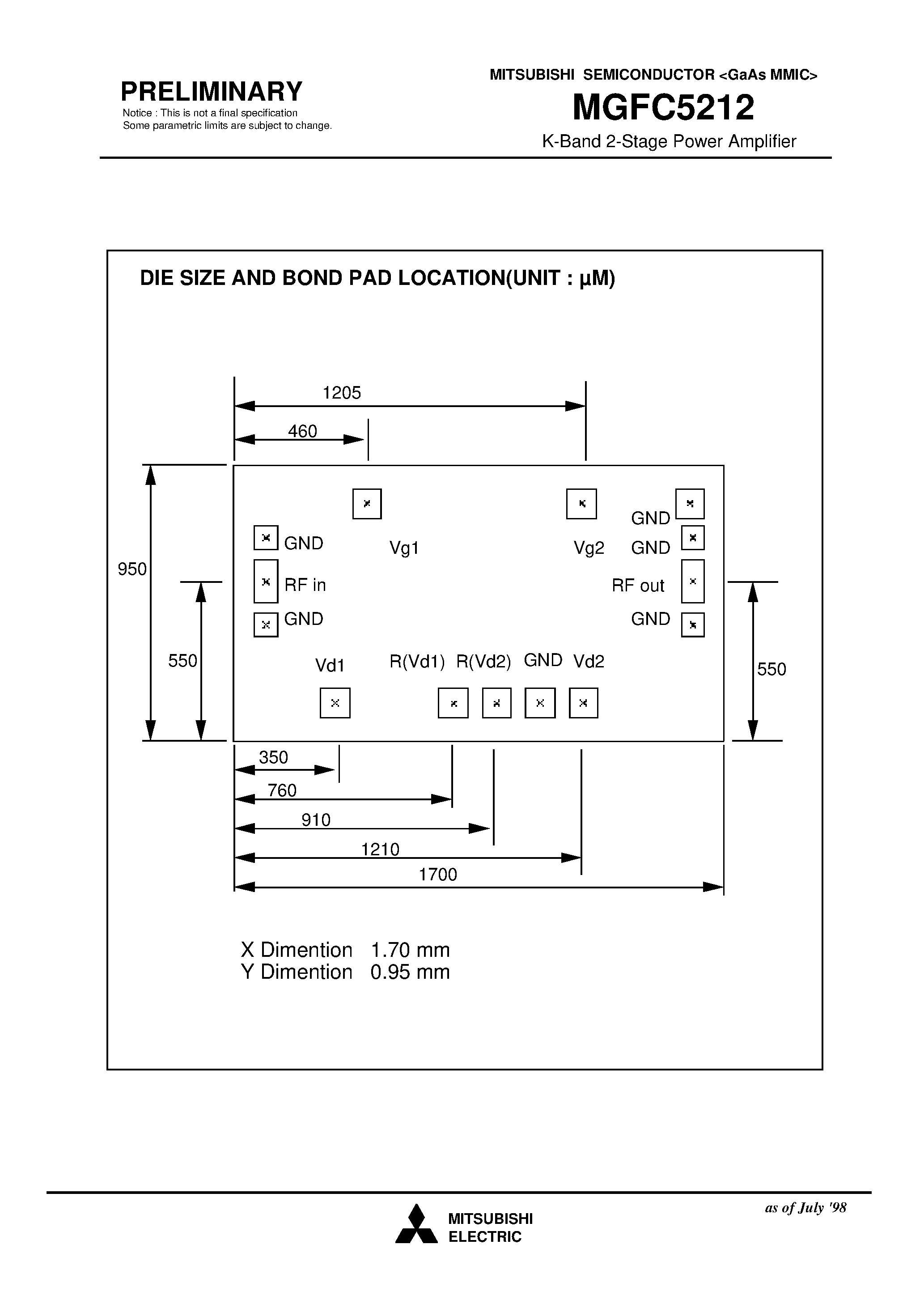 Datasheet MGFC5212 - K-Band 2-Stage Power Amplifier page 2