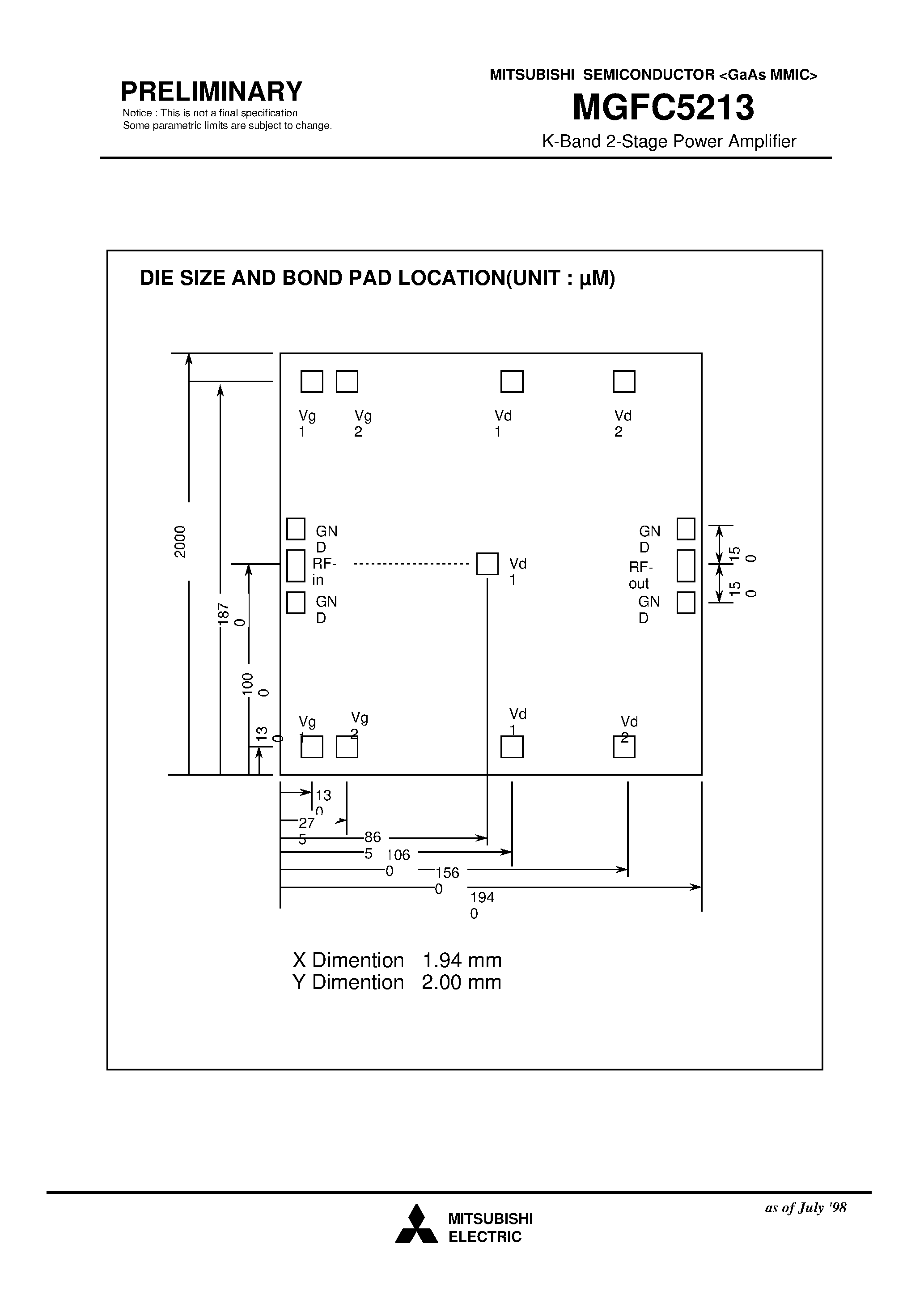 Datasheet MGFC5213 - K-Band 2-Stage Power Amplifier page 2