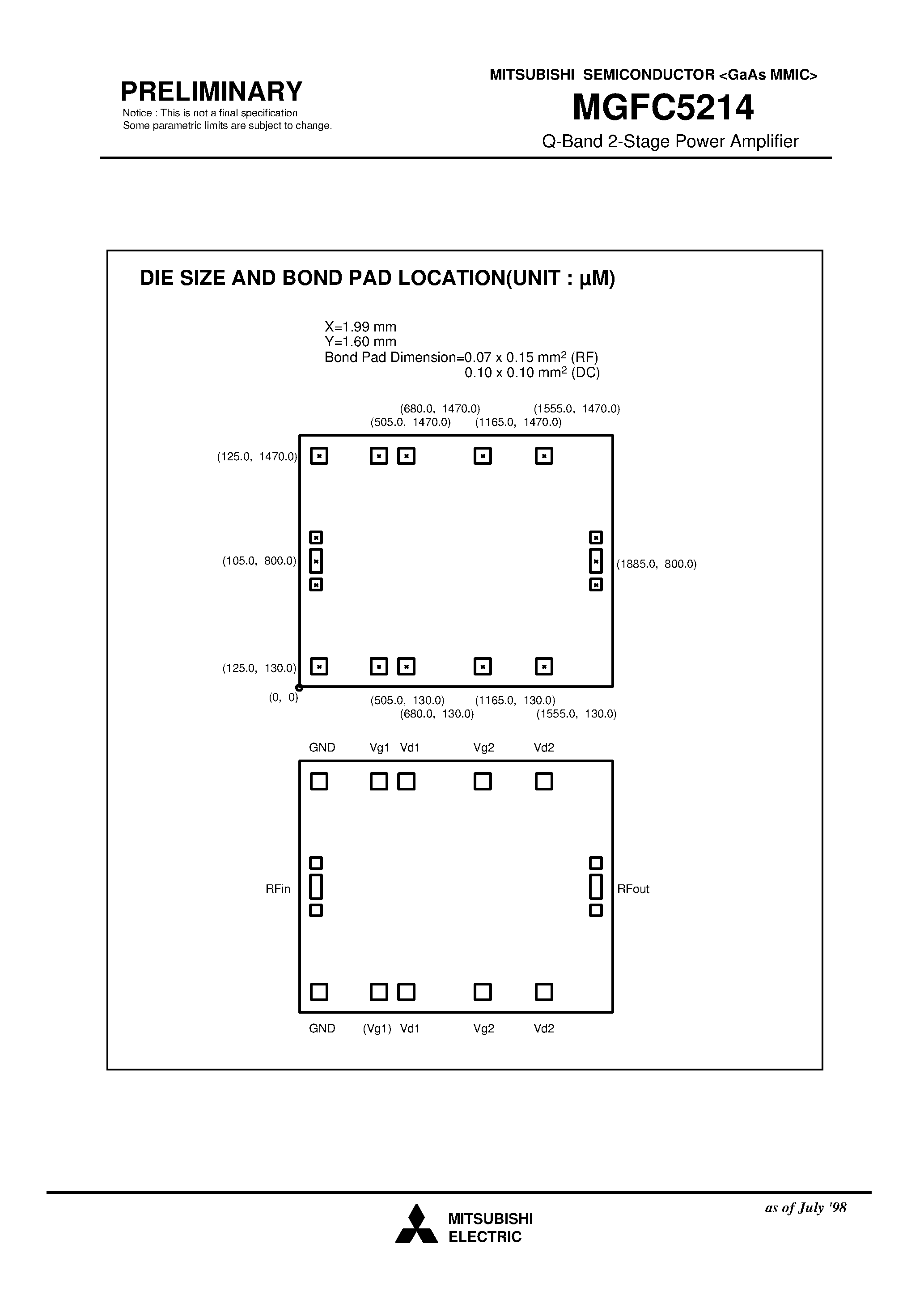 Datasheet MGFC5214 - Q-Band 2-Stage Power Amplifier page 2