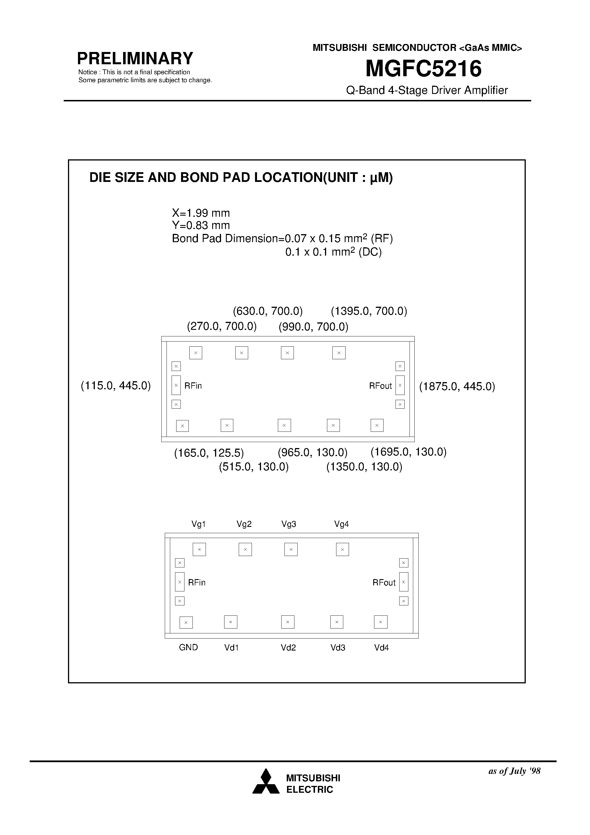 Datasheet MGFC5216 - Q-Band 4-Stage Driver Amplifier page 2