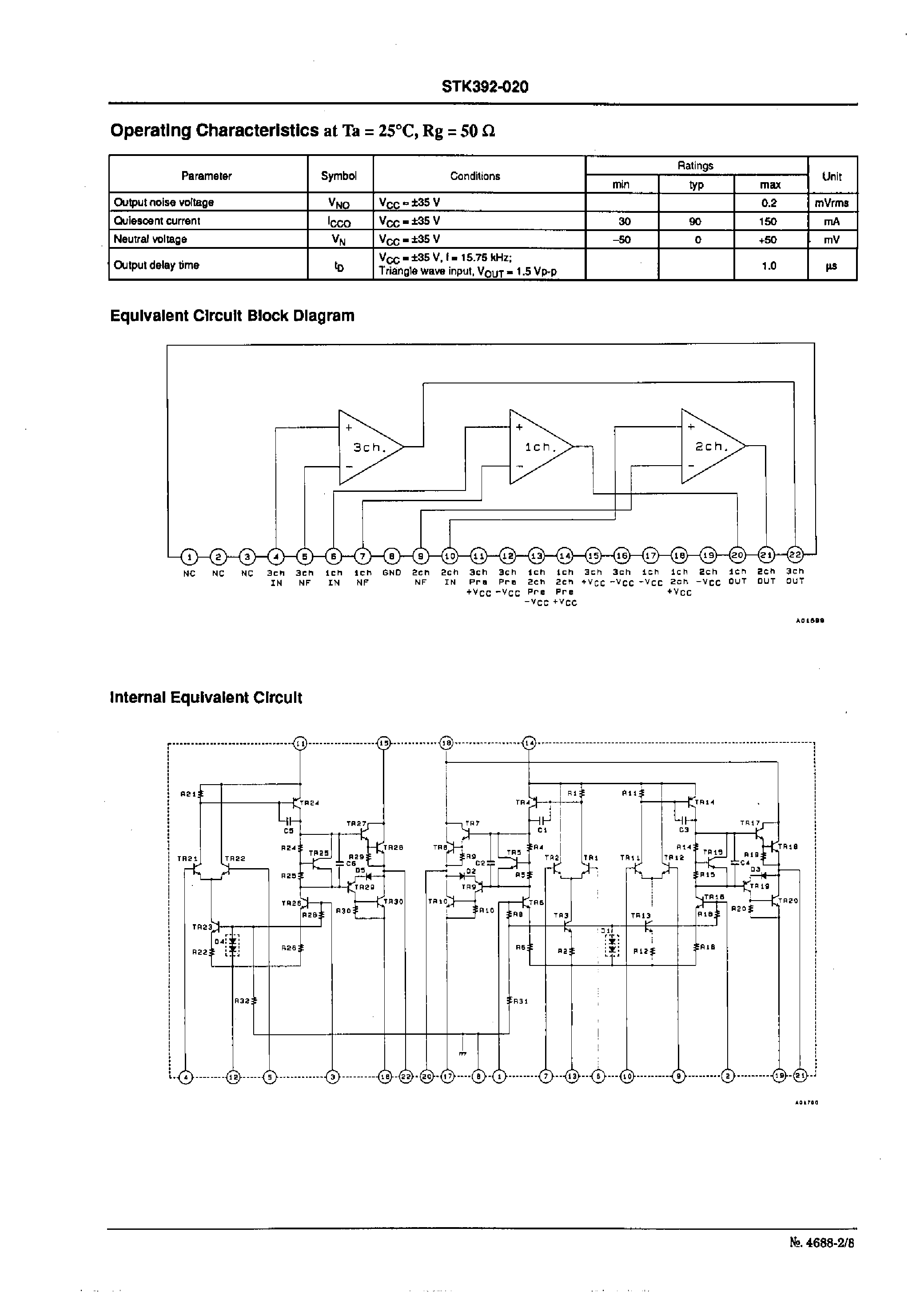 Datasheet STK392-020 - Convergence Correction Circuit Three Channel in a Single Package(Maximum Output Current:6A) page 2
