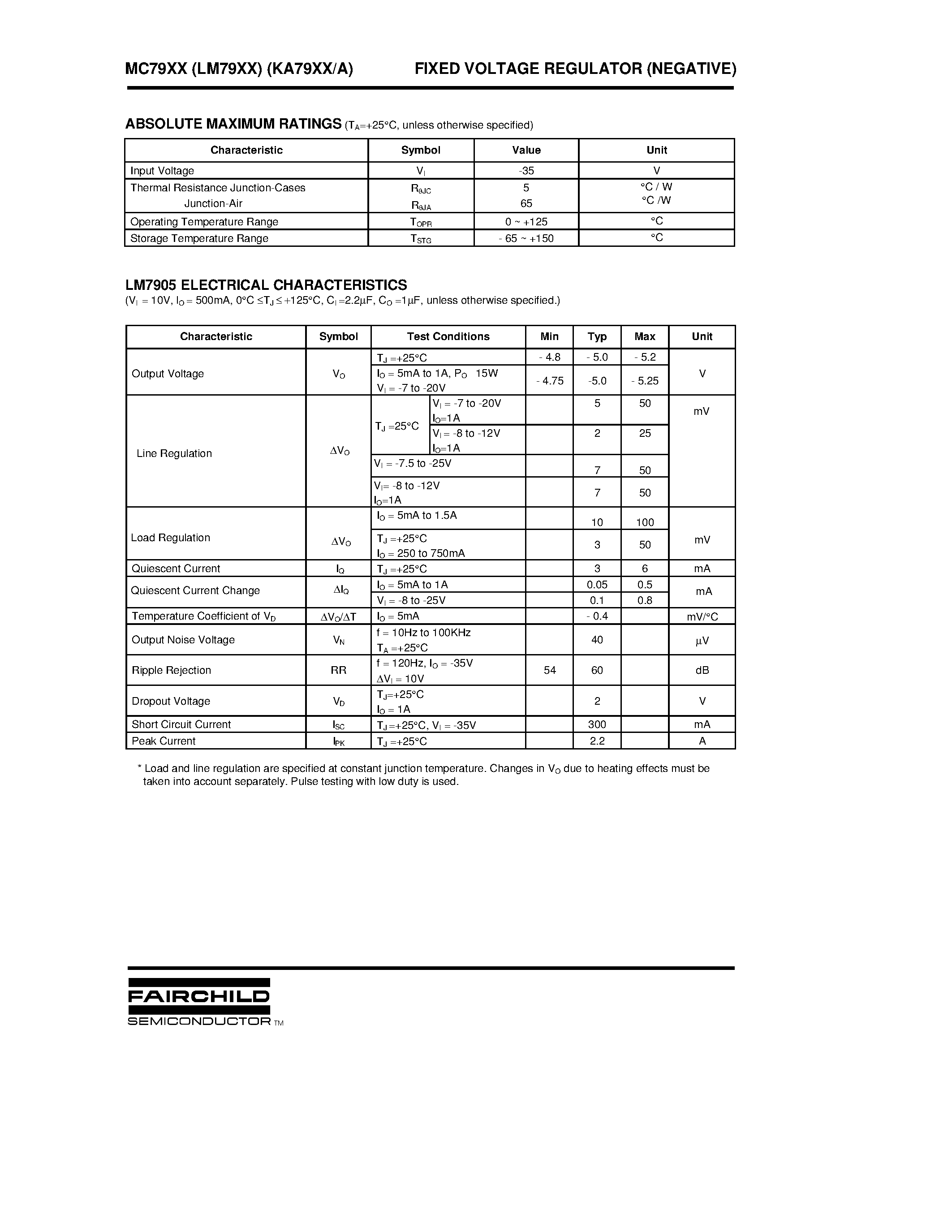 Datasheet MC79XX - 3-TERMINAL 1A NEGATIVE VOLTAGE REGULATORS page 2