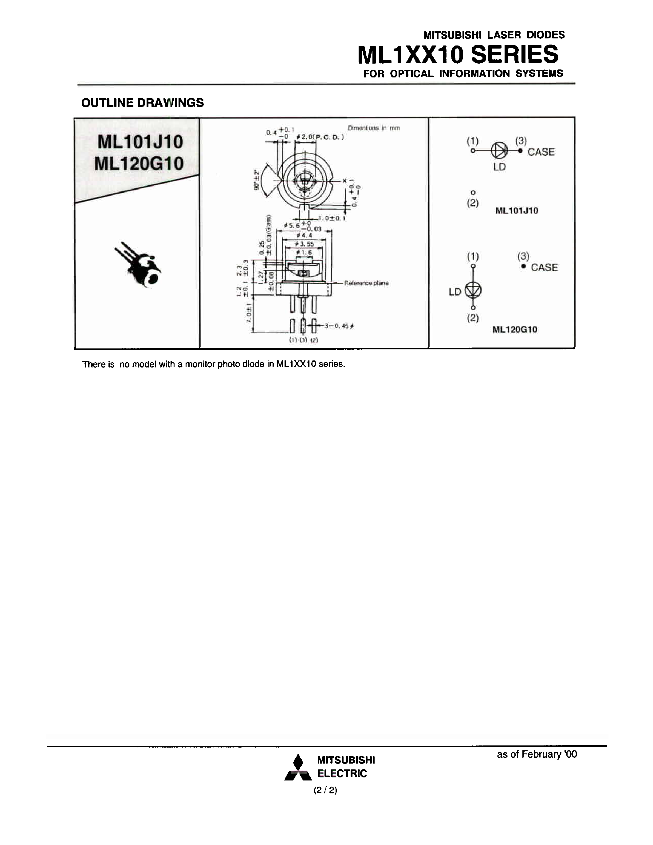 Datasheet ML101J10 - FOR OPTICAL INFORMATION SYSTEM page 2