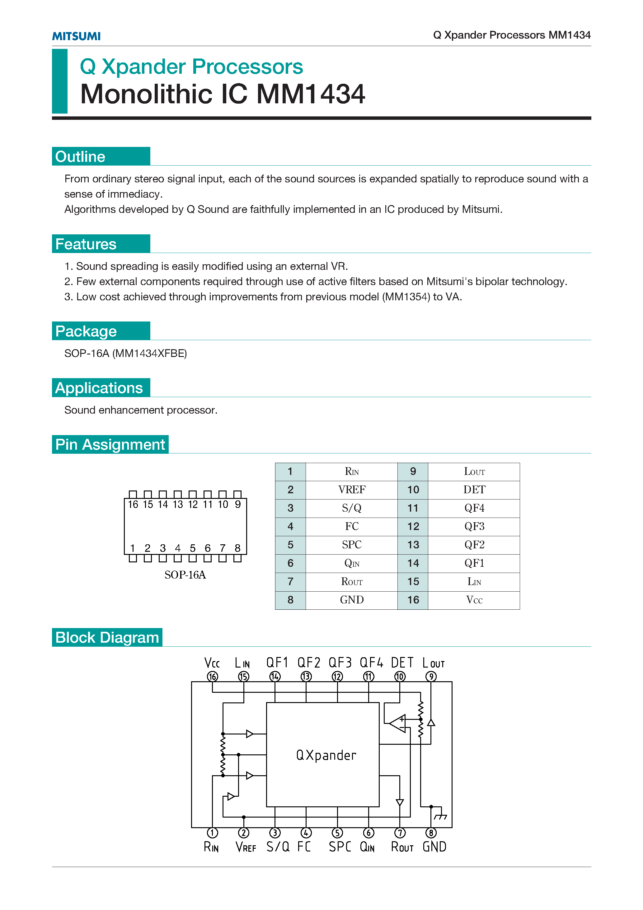 Datasheet MM1434 - Q Xpander Processors page 1
