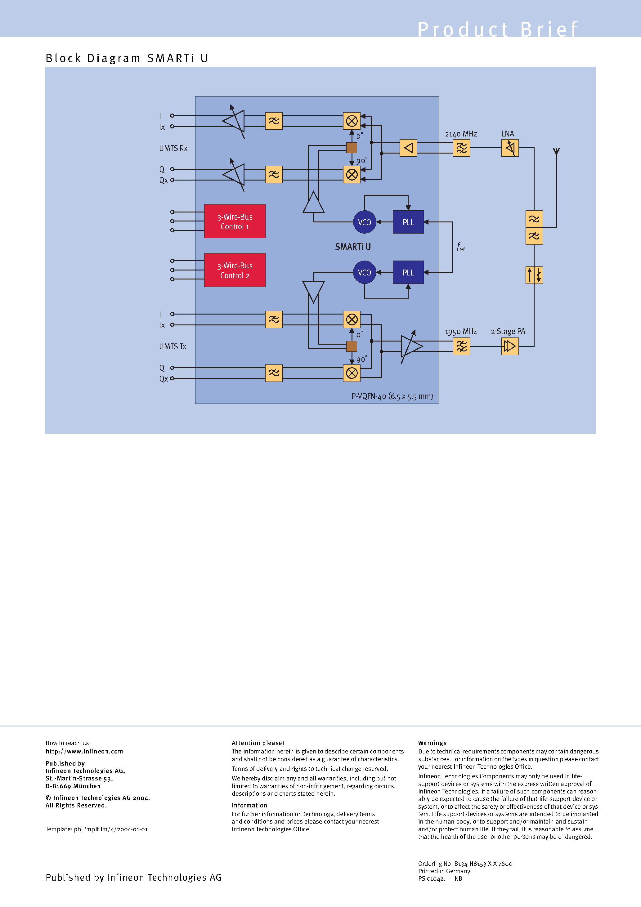 Даташит PMB5699 - SMARTi U Single - Chip W-CDMA/UMTS Transceiver страница 2