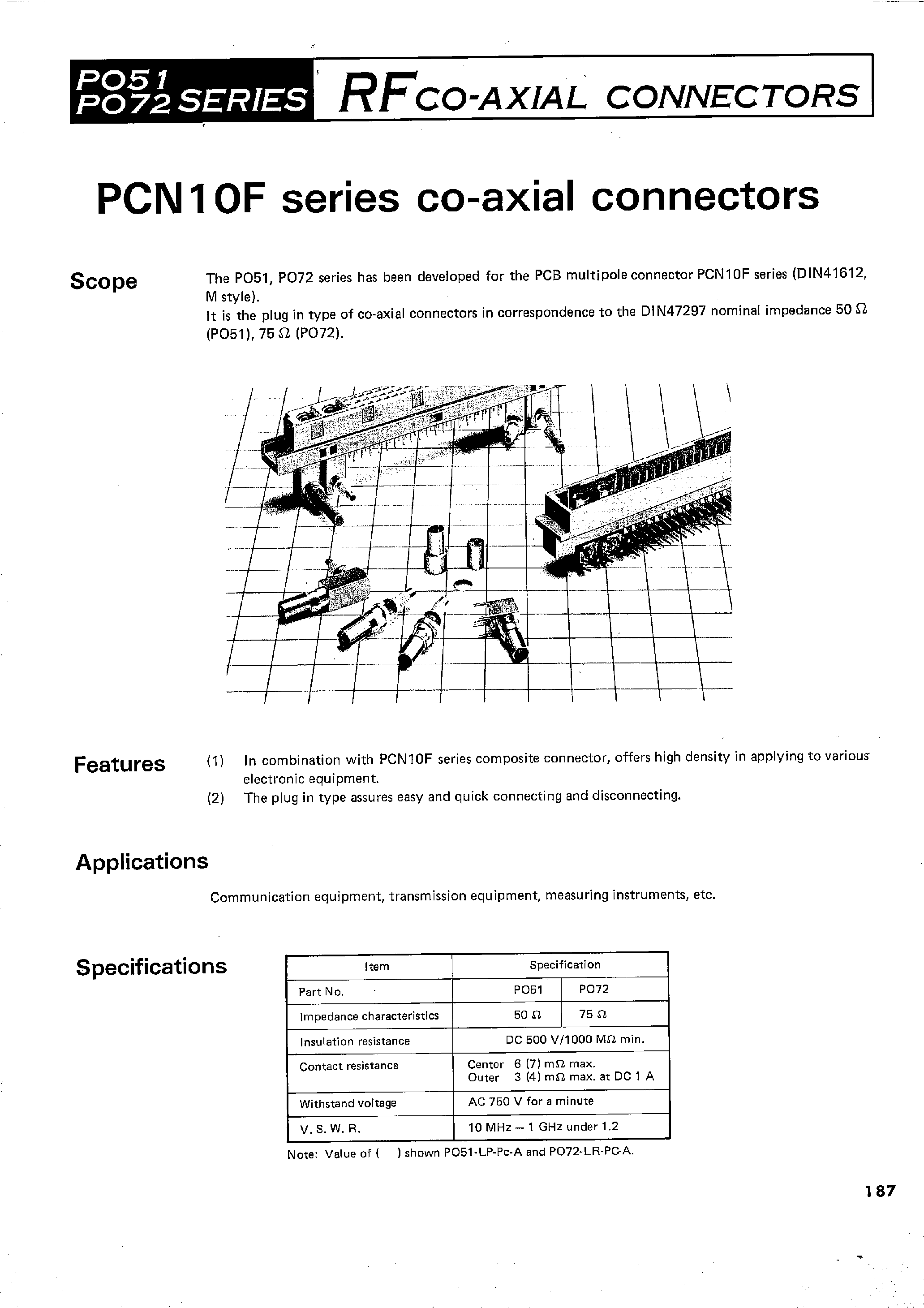 Datasheet PO51J-T-1 - RFCO-AXIAL CONNECTORS page 1