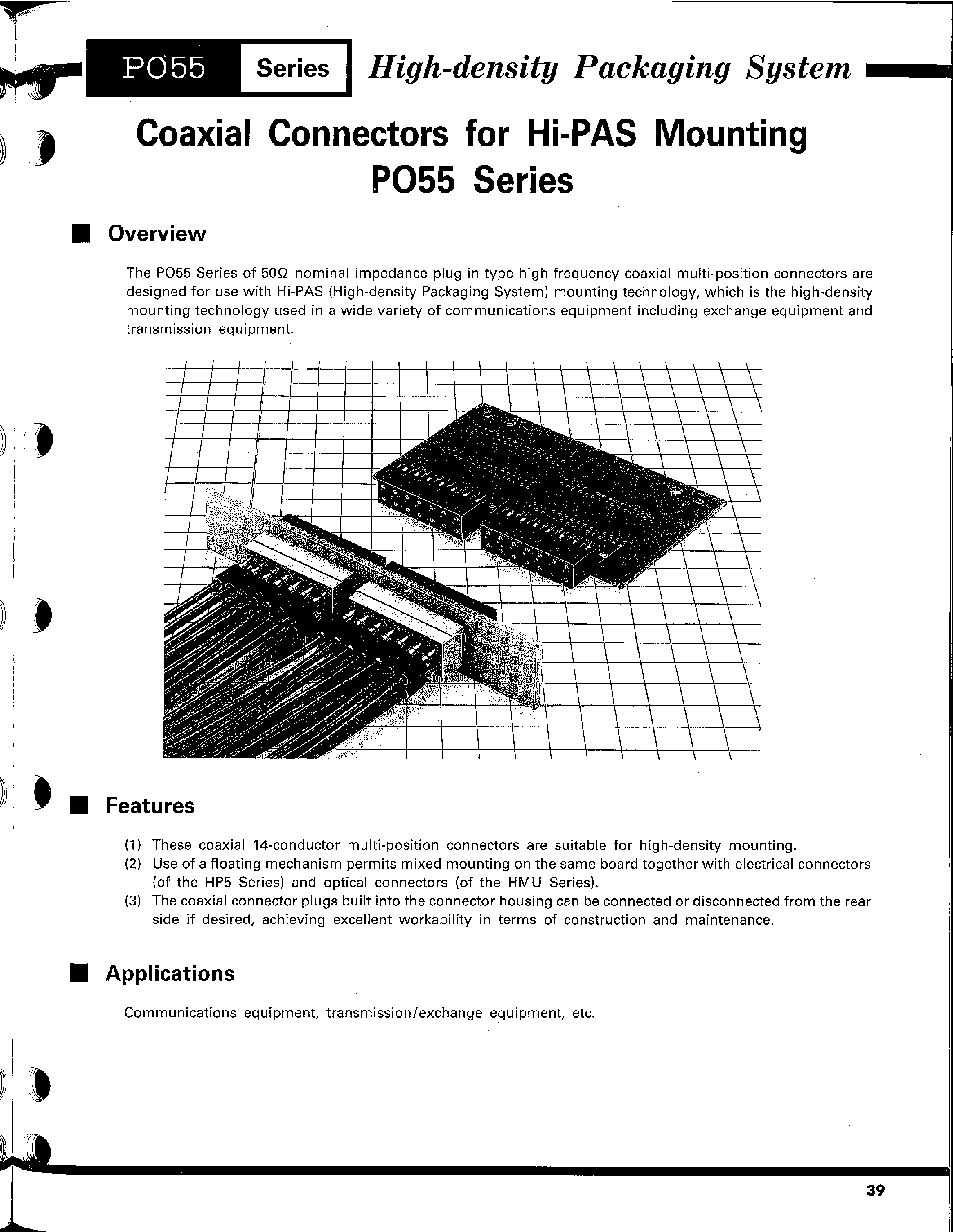 Datasheet PO55-T-1 - High-density Packaging System(Coaxial Connectors for Hi-PAS Mounting) page 1