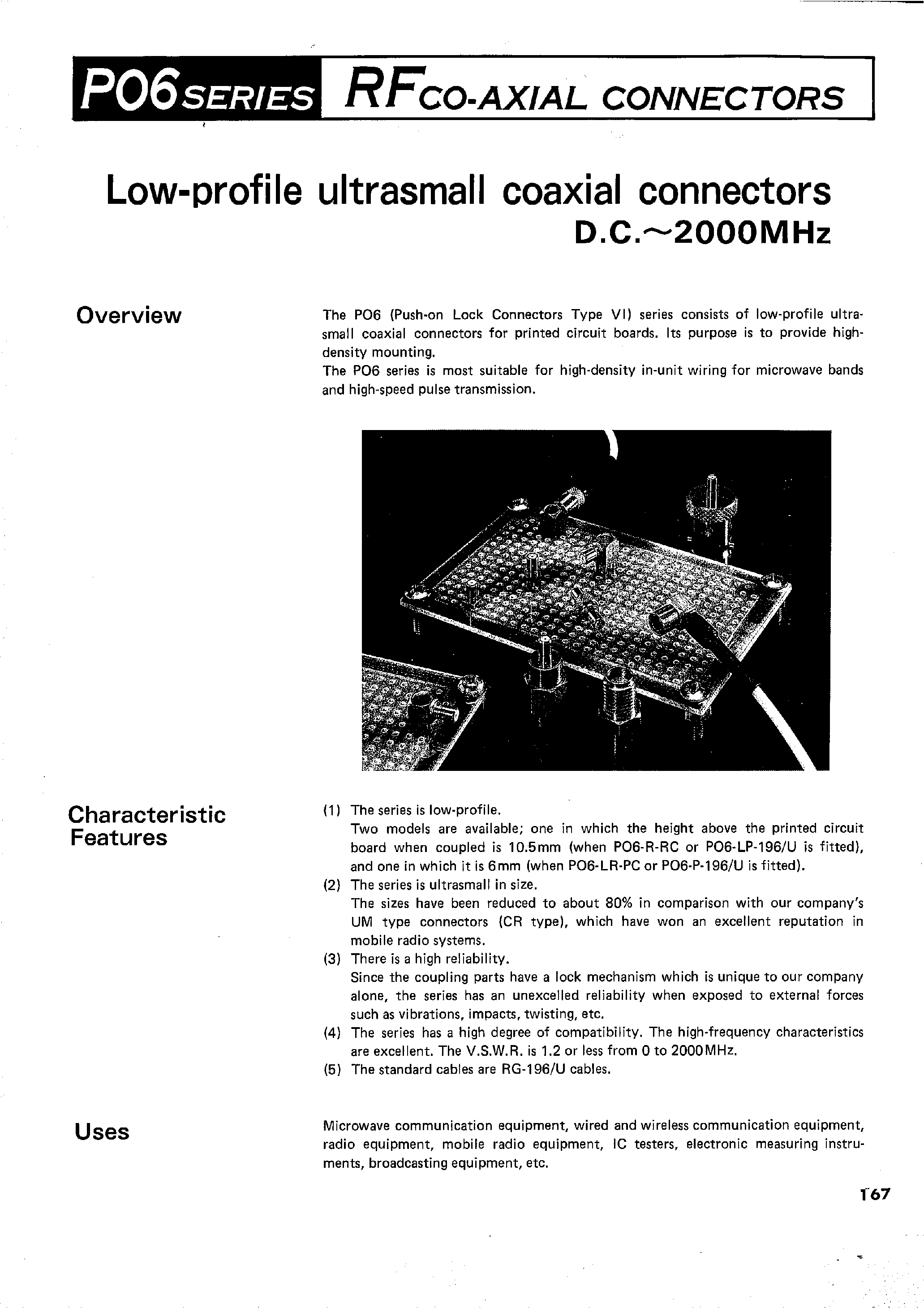 Datasheet PO6-LP-196 - RFCO-AXIAL CONNECTORS(Low-profile ultrasmall coaxial connector) page 1