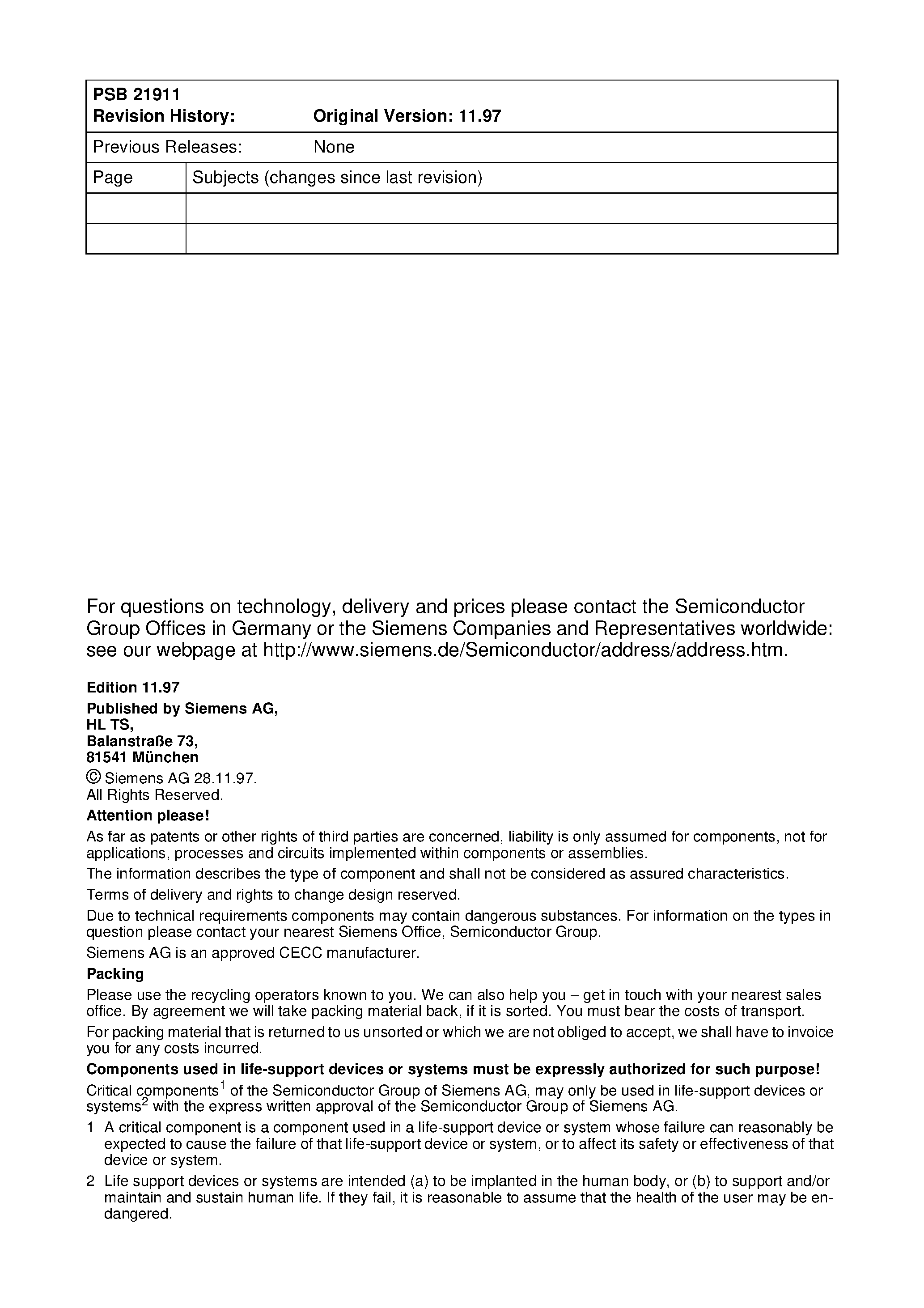 Datasheet PSB21911 - ISDN Echocancellation Circuit for Terminal Applications IEC-Q TE page 2