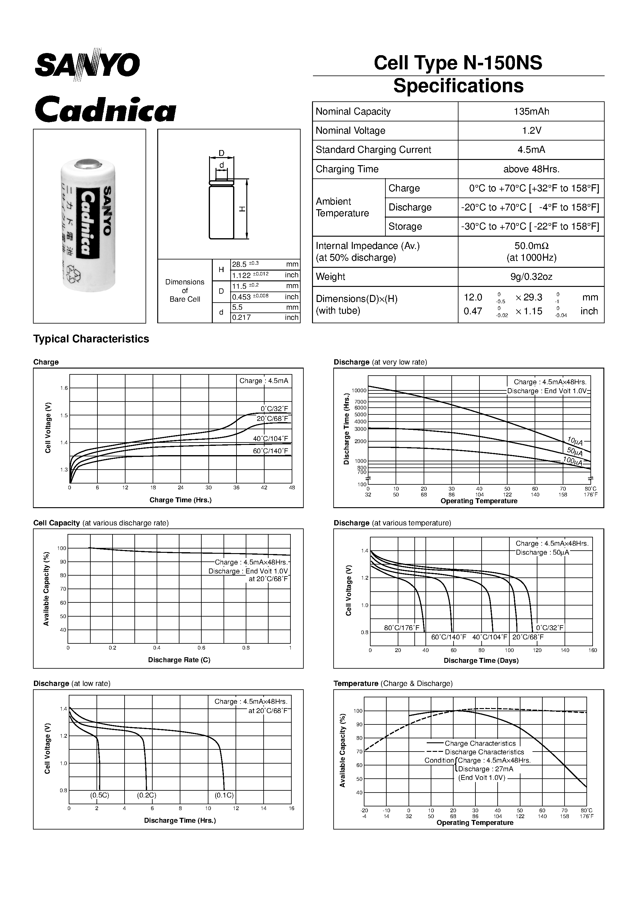 Datasheet N-150NS - Cell Type N-150NS page 1