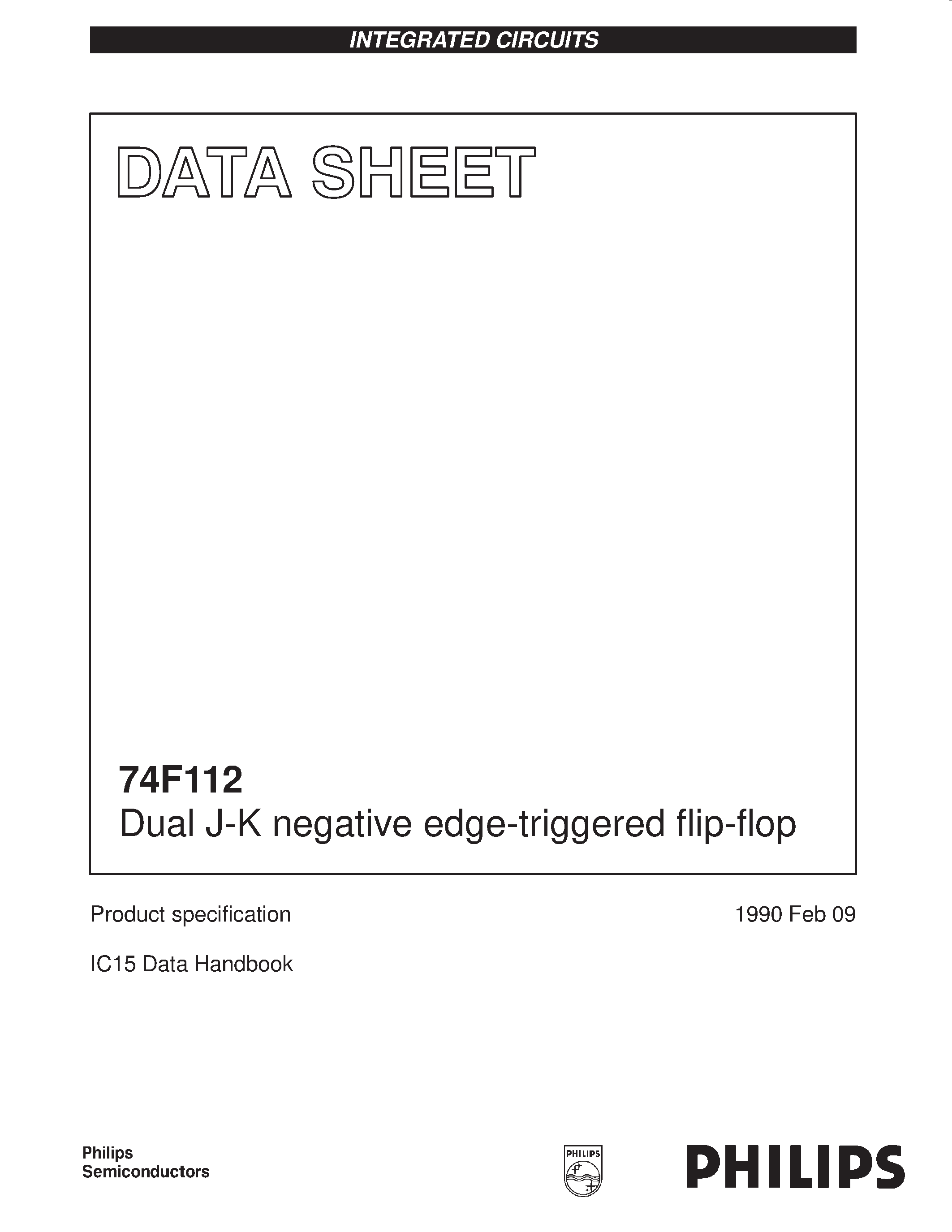 Datasheet N74F112D - Dual J-K negative edge-triggered flip-flop page 1